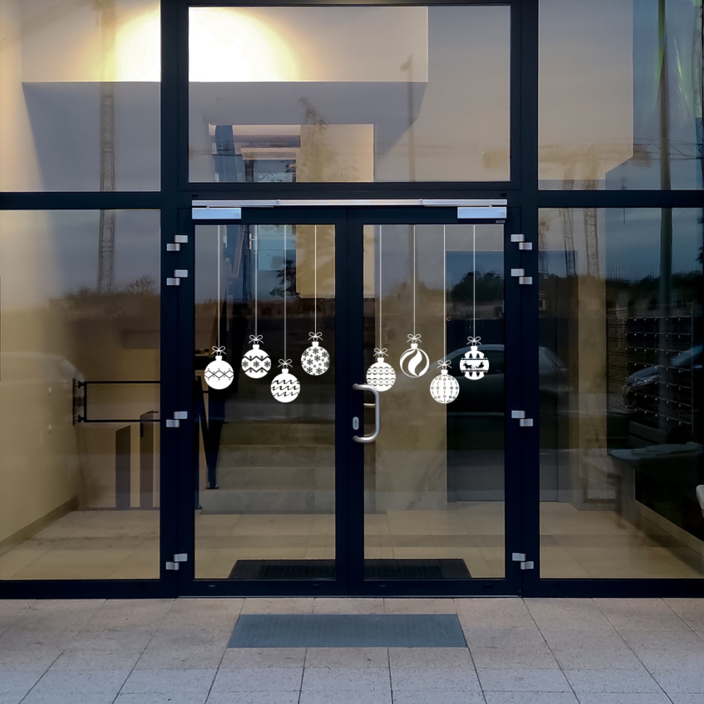 Festive Bauble Vinyl Decal Set – Christmas Ornament Stickers with Holiday Icons, Decorative Wall & Window Decals