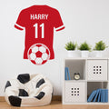 Personalised Football Shirt Wall Decal – Custom Name & Number Soccer Wall Sticker for Kids Bedroom or Sports Room