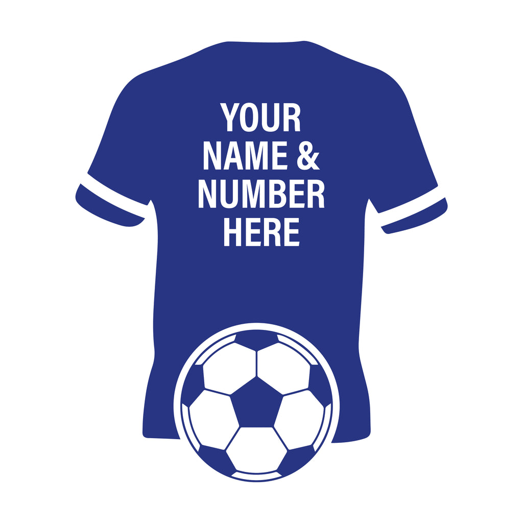 Personalised Football Shirt Wall Decal – Custom Name & Number Soccer Wall Sticker for Kids Bedroom or Sports Room