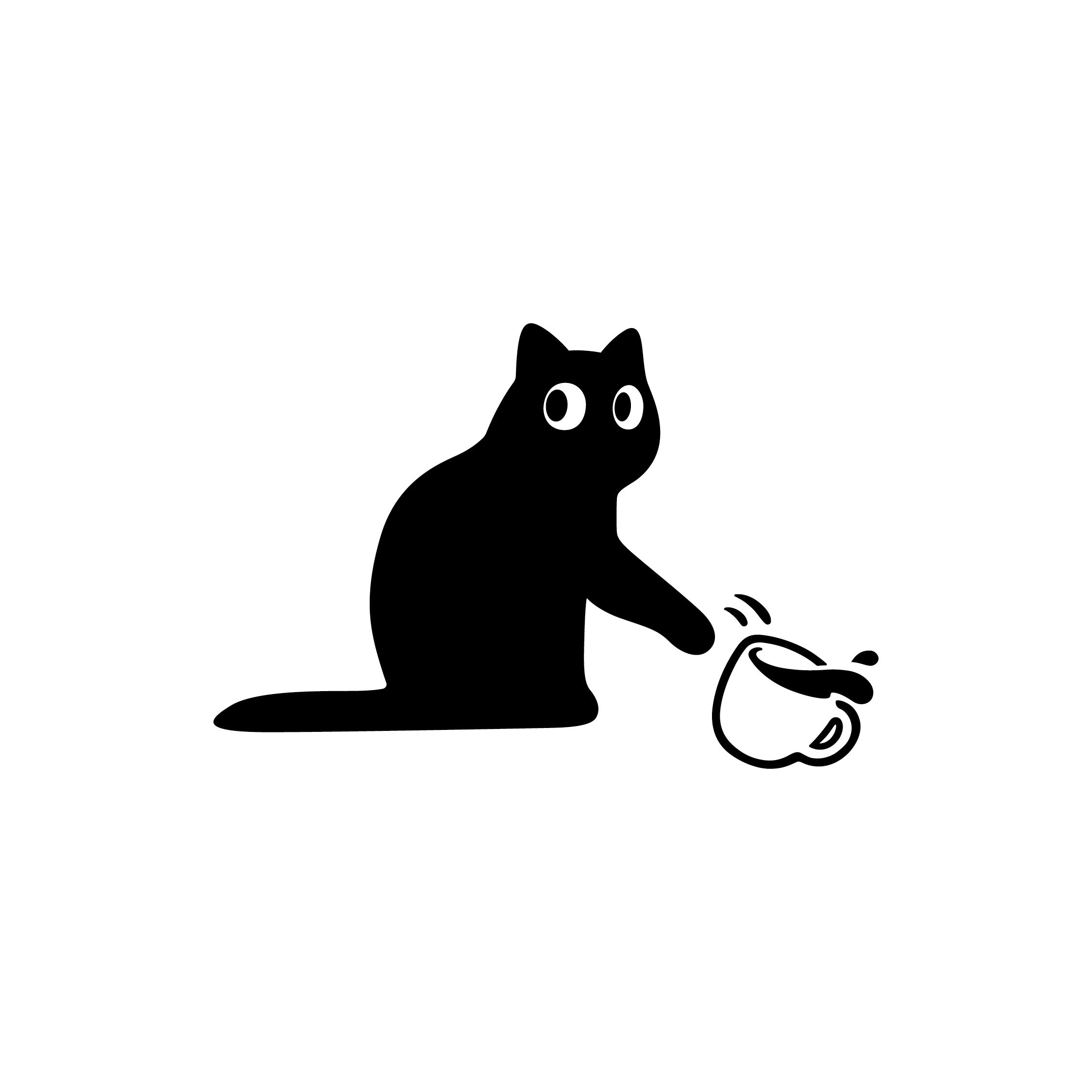 Funny Cat Pushing Over Coffee Vinyl Decal