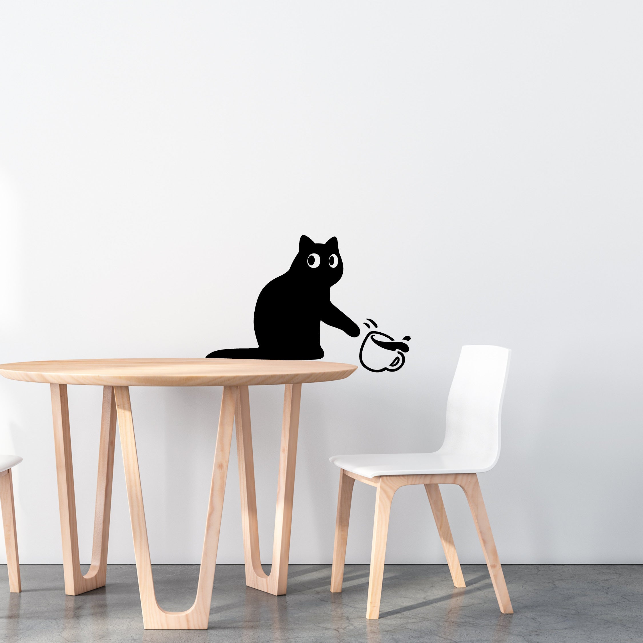 Funny Cat Pushing Over Coffee Vinyl Decal