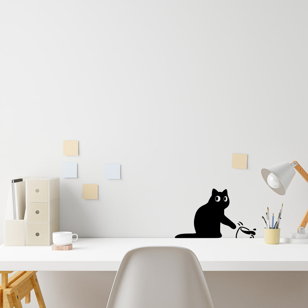 Funny Cat Pushing Over Coffee Vinyl Decal