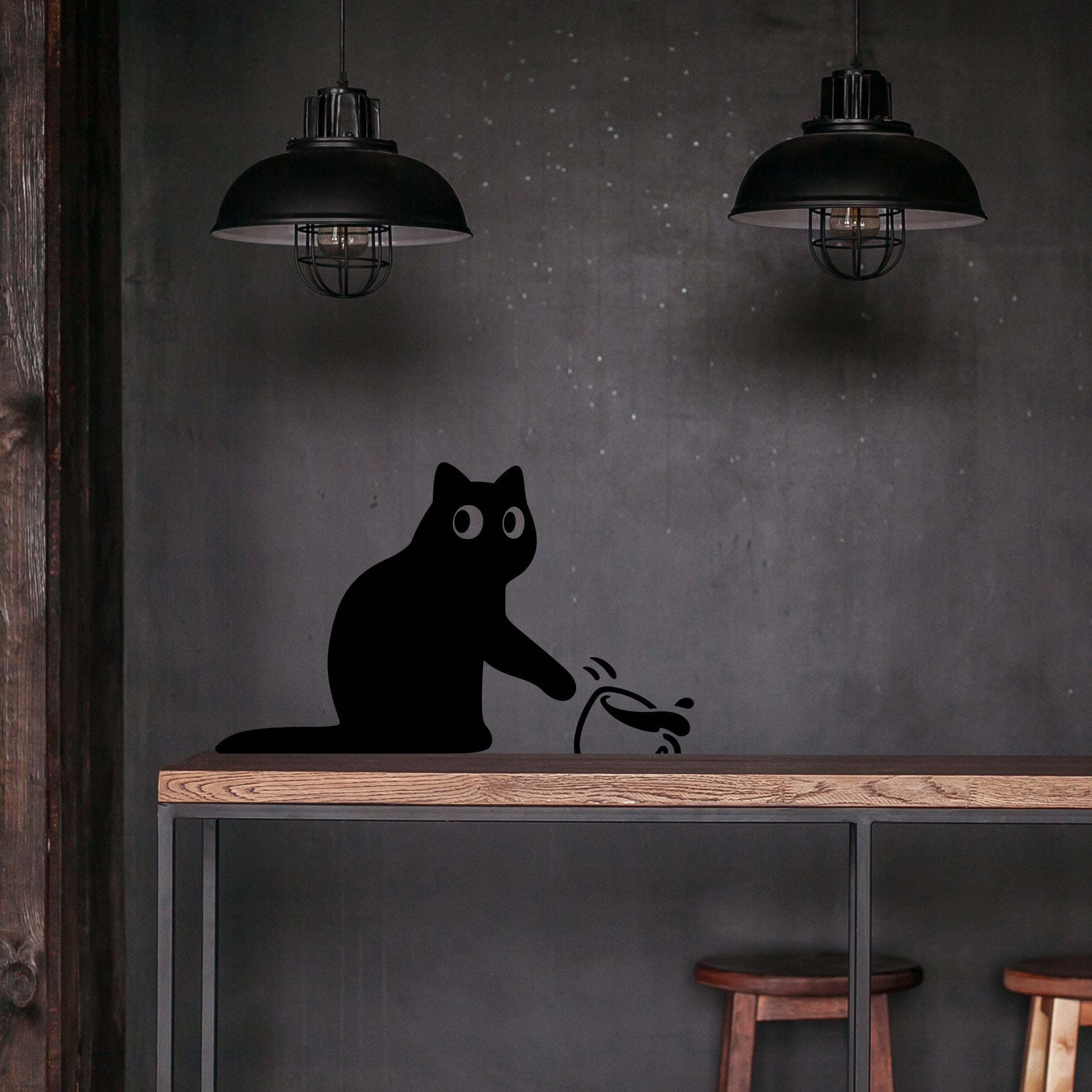 Funny Cat Pushing Over Coffee Vinyl Decal