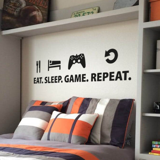 Eat Sleep Game Repeat - Wall Decal Sticker