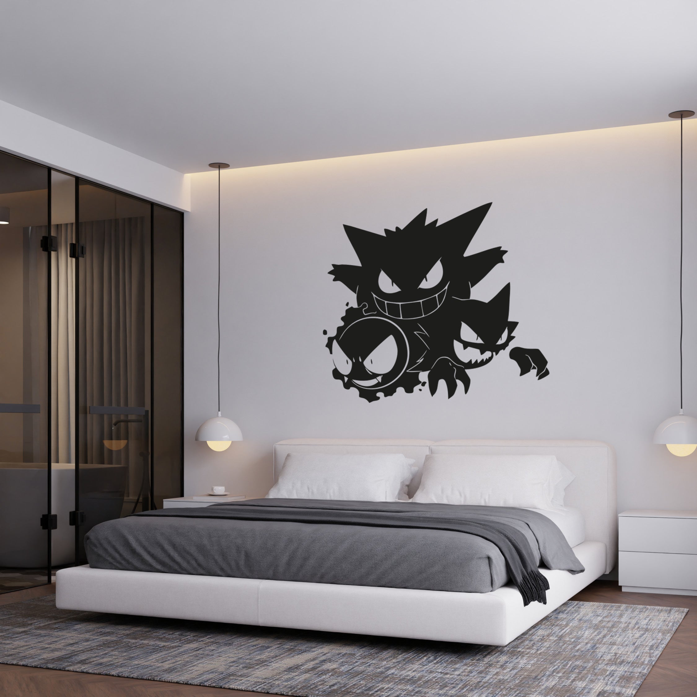 Ghost Pokémon Trio Vinyl Decal – Gengar, Haunter & Gastly Sticker for Walls, Cars & Laptops