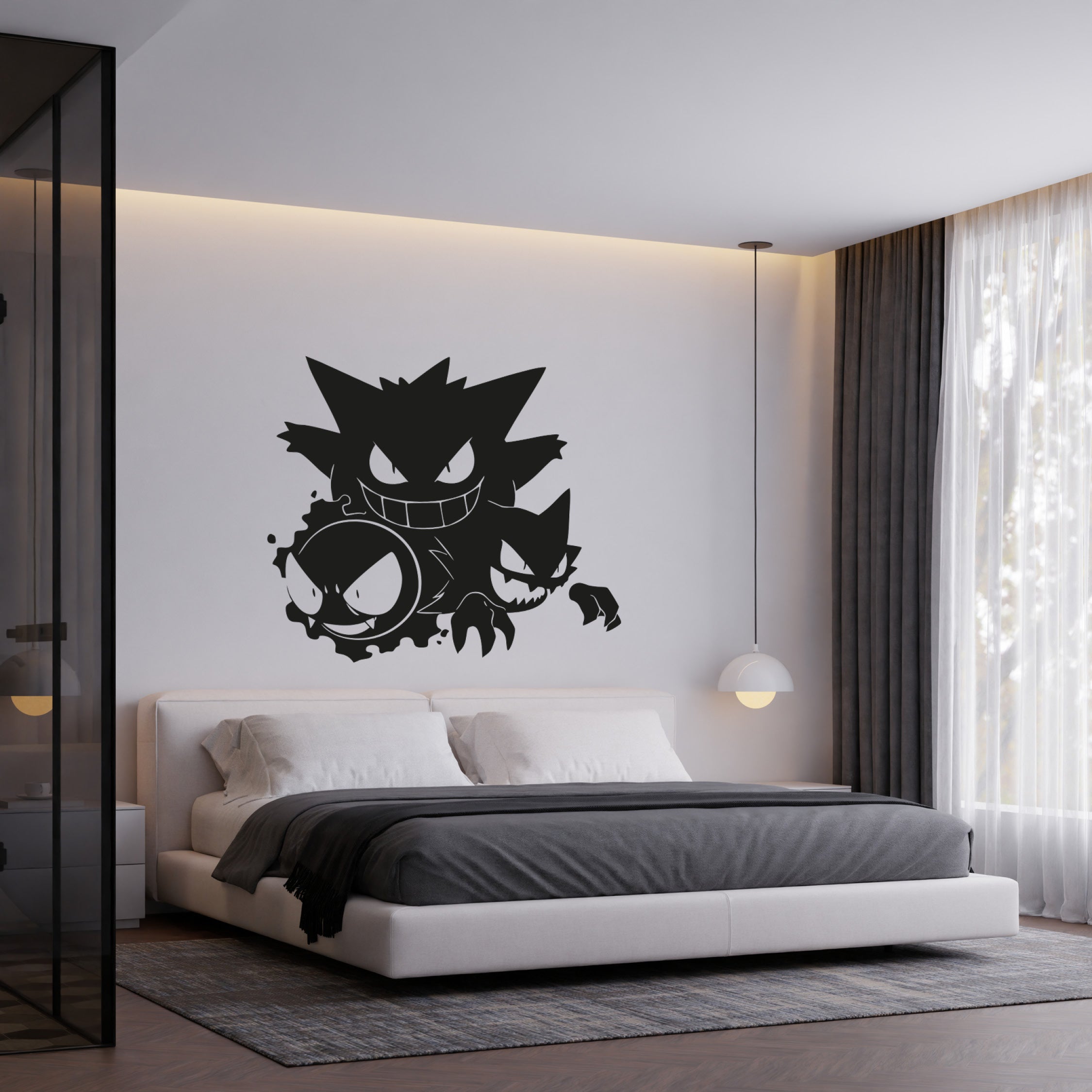 Ghost Pokémon Trio Vinyl Decal – Gengar, Haunter & Gastly Sticker for Walls, Cars & Laptops