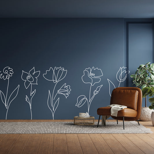 Oversized Flower Wall Decal Sticker Pack – 5 Large Vinyl Floral Designs for Home, Office & Event Decor (45x110cm Each)