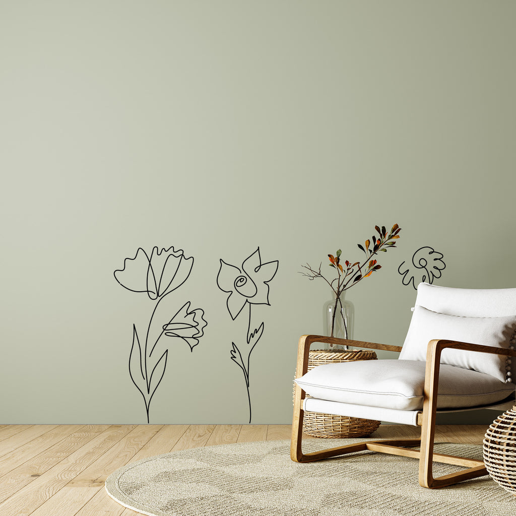 Oversized Flower Wall Decal Sticker Pack – 5 Large Vinyl Floral Designs for Home, Office & Event Decor (45x110cm Each)