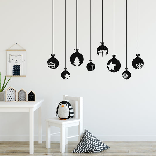 Hanging Christmas baubles wall decal sticker pack
