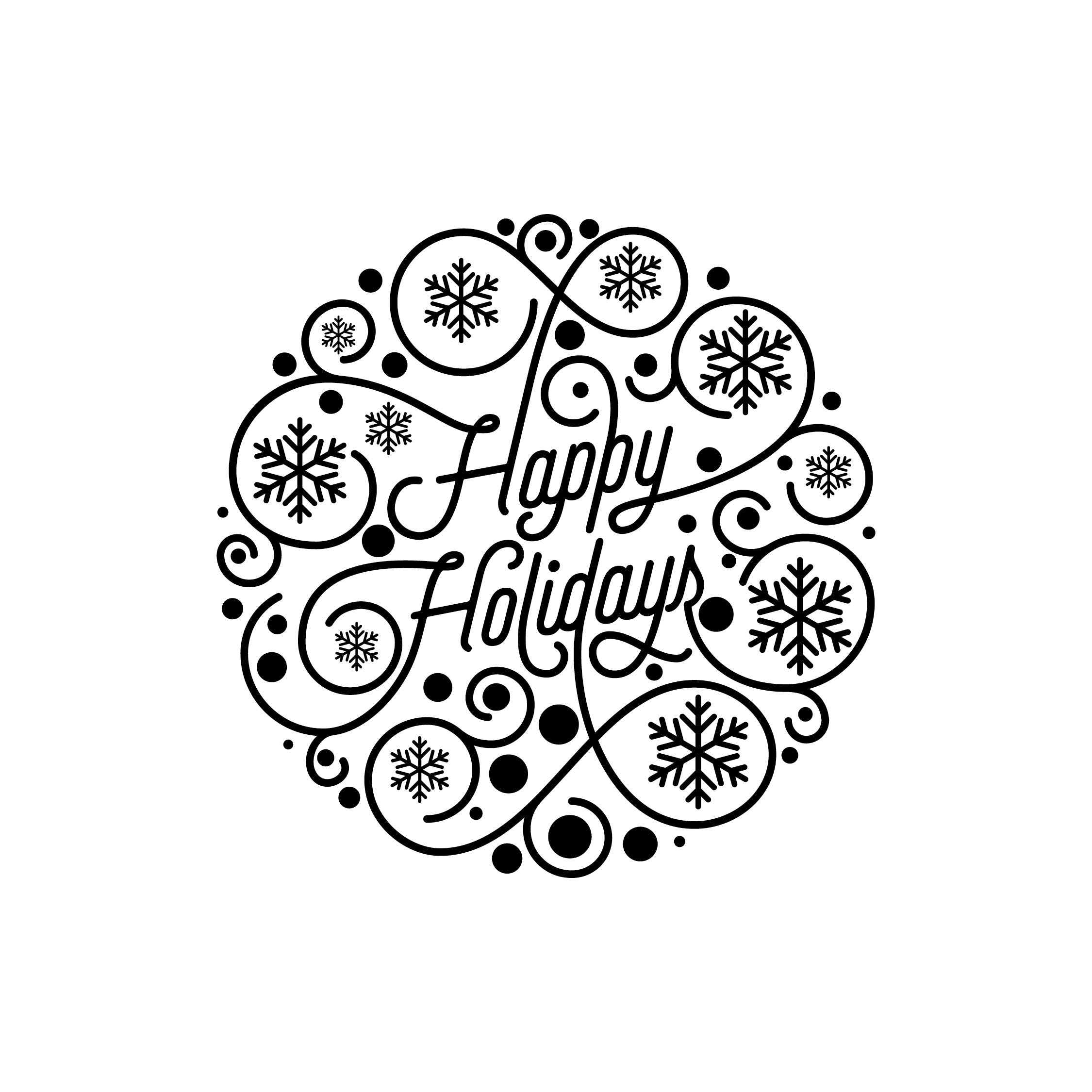 Happy Holidays Geometric Vinyl Decal – Intricate Festive Circle Design, Detailed Holiday Wall & Window Sticker