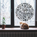 Happy Holidays Geometric Vinyl Decal – Intricate Festive Circle Design, Detailed Holiday Wall & Window Sticker