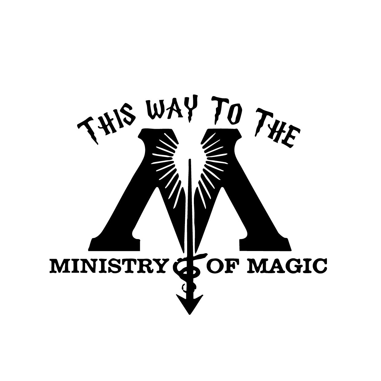 "This Way To The Ministry Of Magic" Toilet Vinyl Decal Sticker wall window door loo lavatory cubicle fan art design decoration