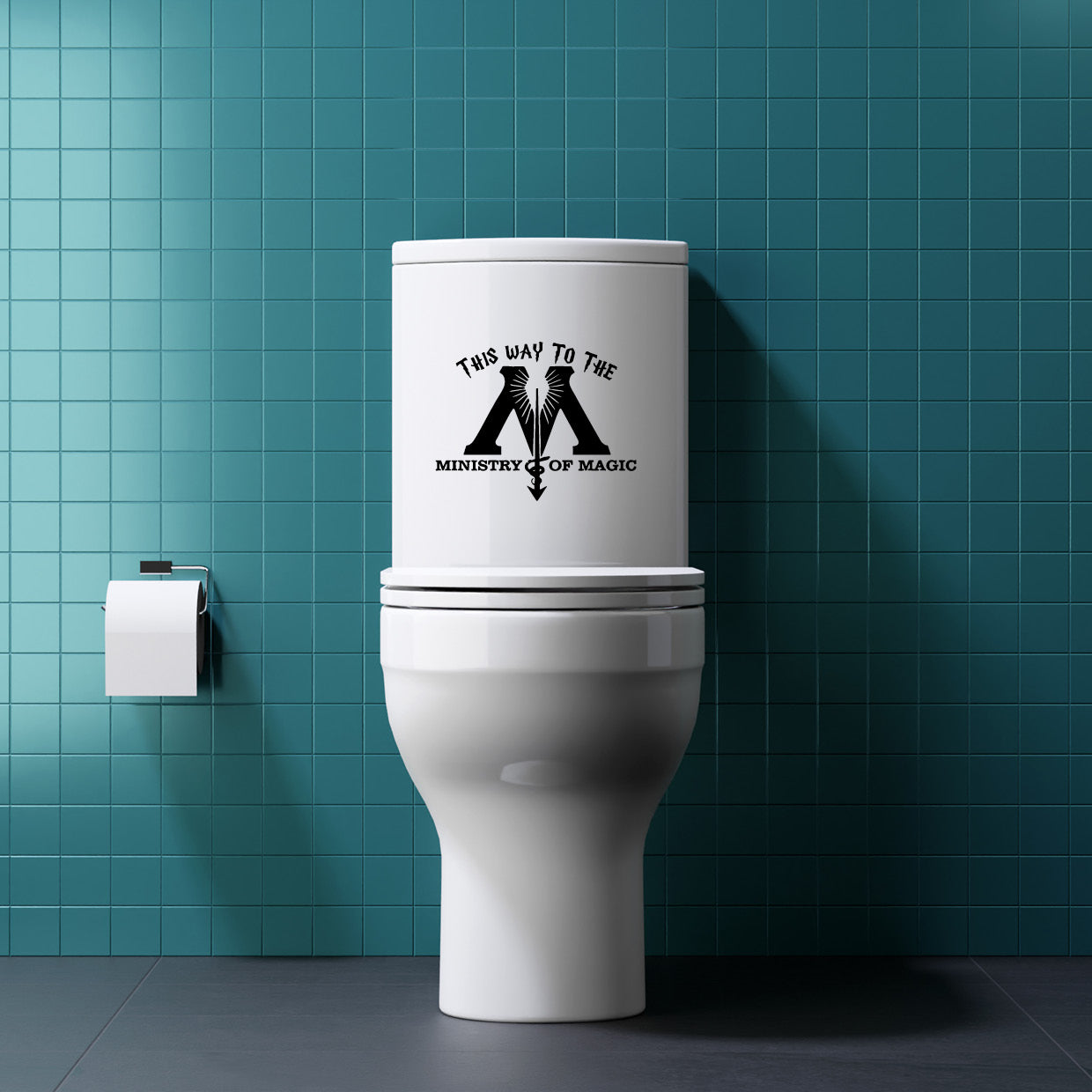 "This Way To The Ministry Of Magic" Toilet Vinyl Decal Sticker wall window door loo lavatory cubicle fan art design decoration