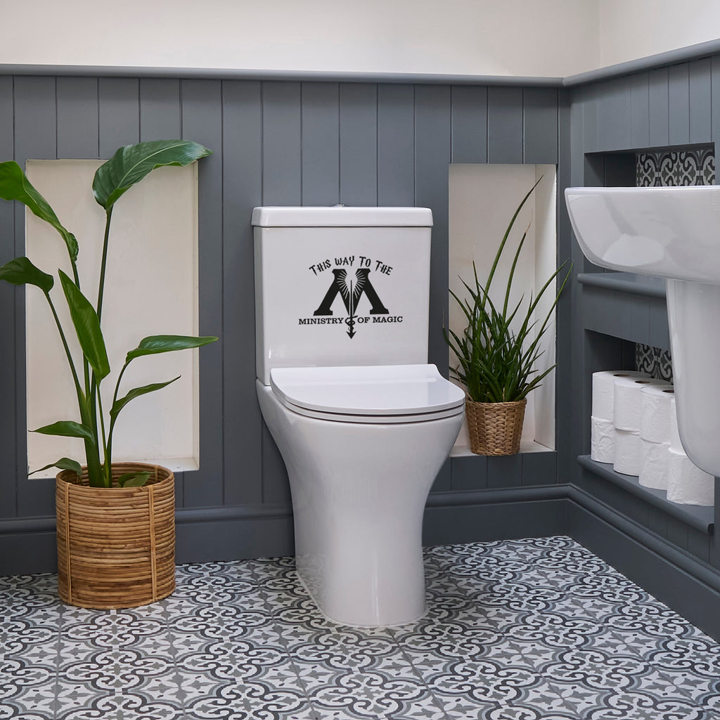 "This Way To The Ministry Of Magic" Toilet Vinyl Decal Sticker wall window door loo lavatory cubicle fan art design decoration