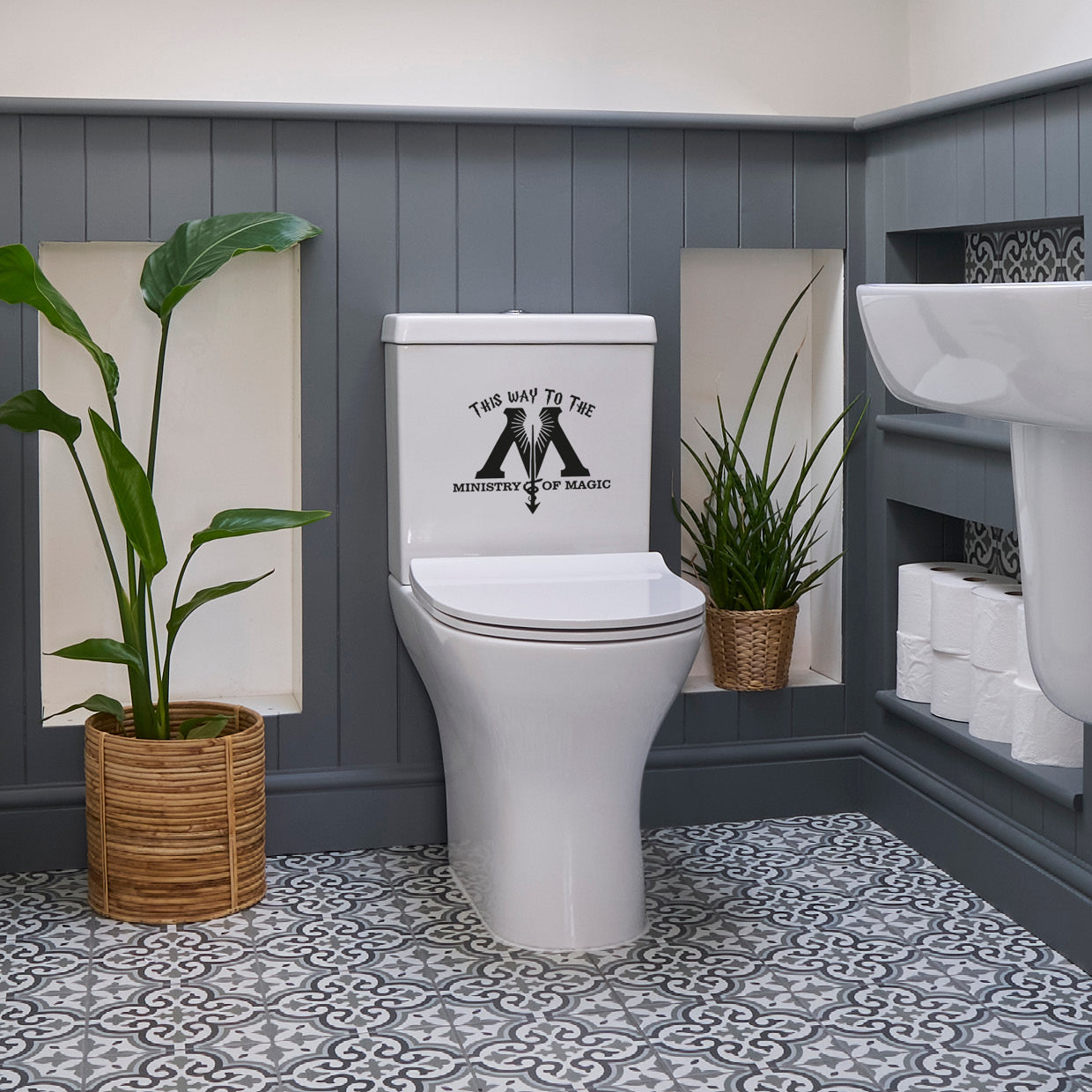 "This Way To The Ministry Of Magic" Toilet Vinyl Decal Sticker wall window door loo lavatory cubicle fan art design decoration