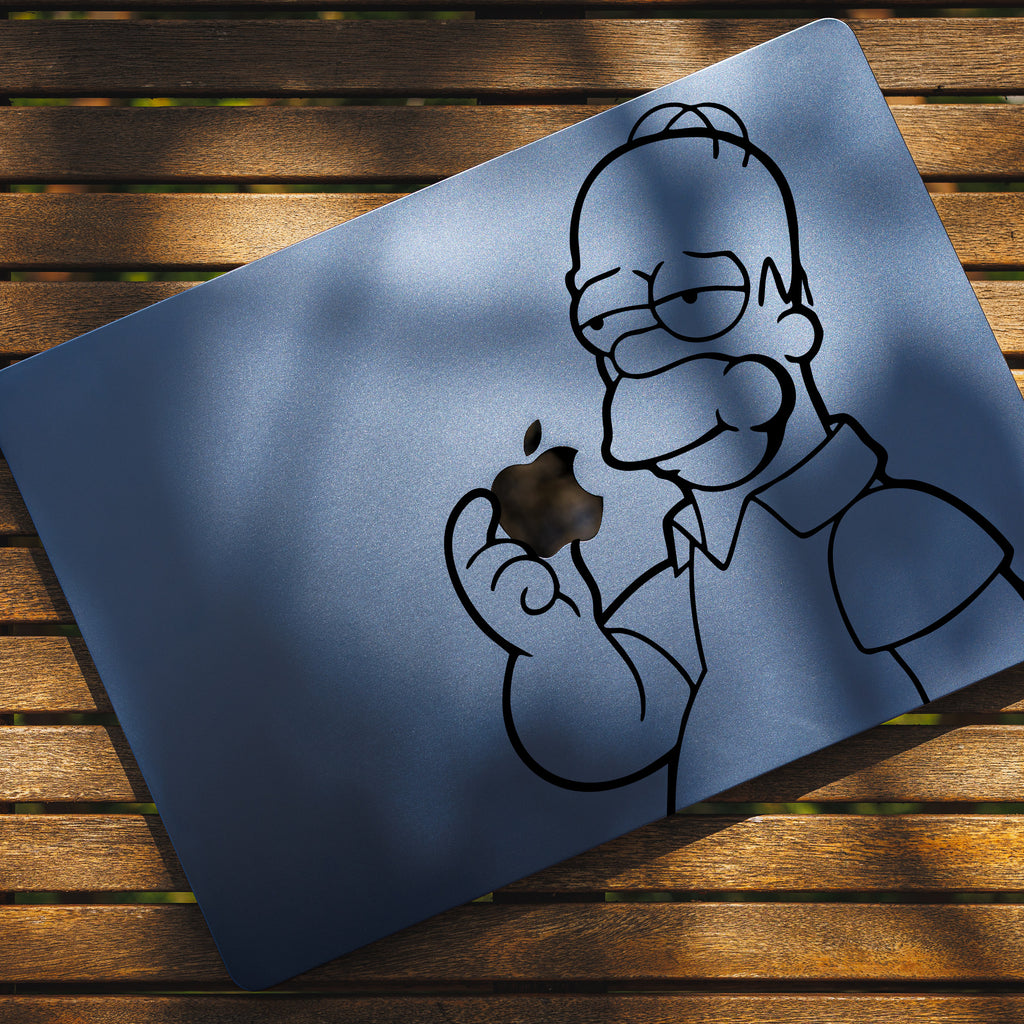 Homer Simpson Eating Apple Logo Decal Sticker – Funny Vinyl for MacBook, iPad & Laptops