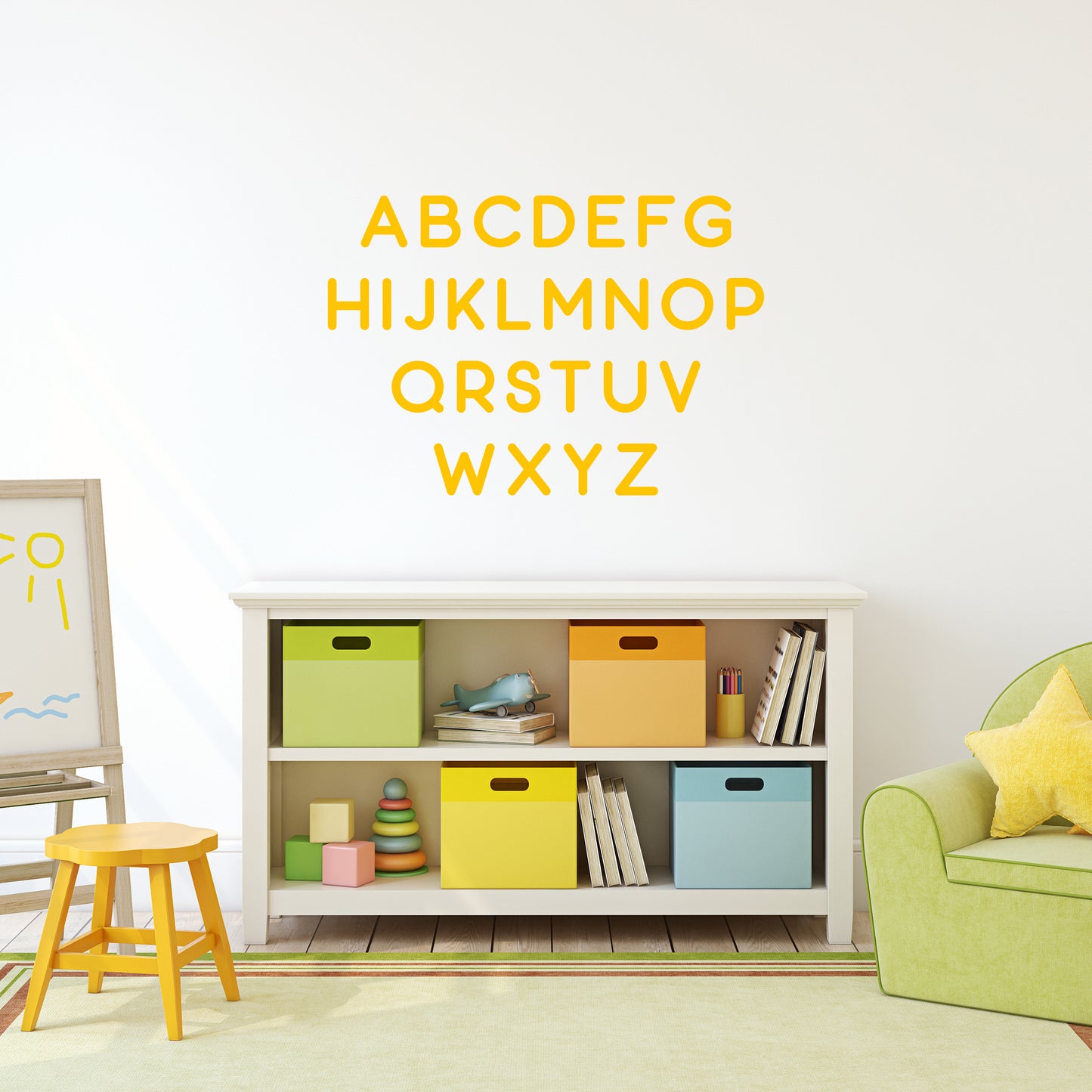 Kids alphabet - Wall vinyl educational sticker in yellow