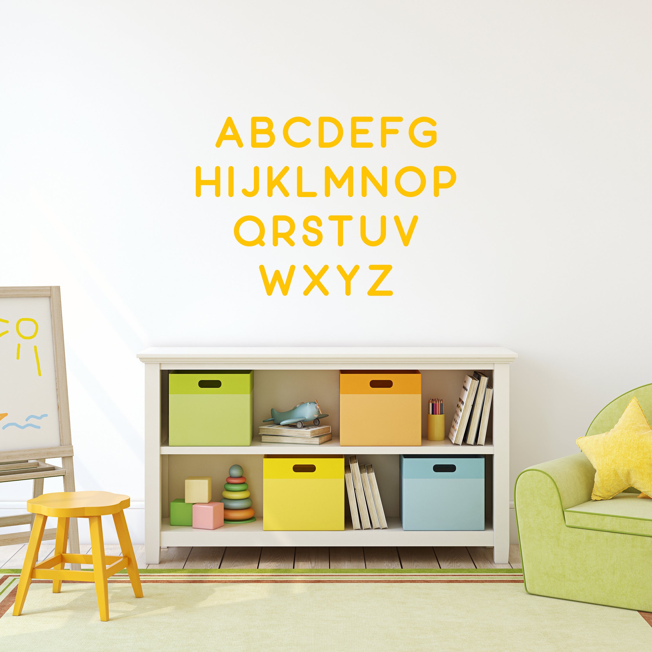 Kids alphabet - Wall vinyl educational sticker in yellow