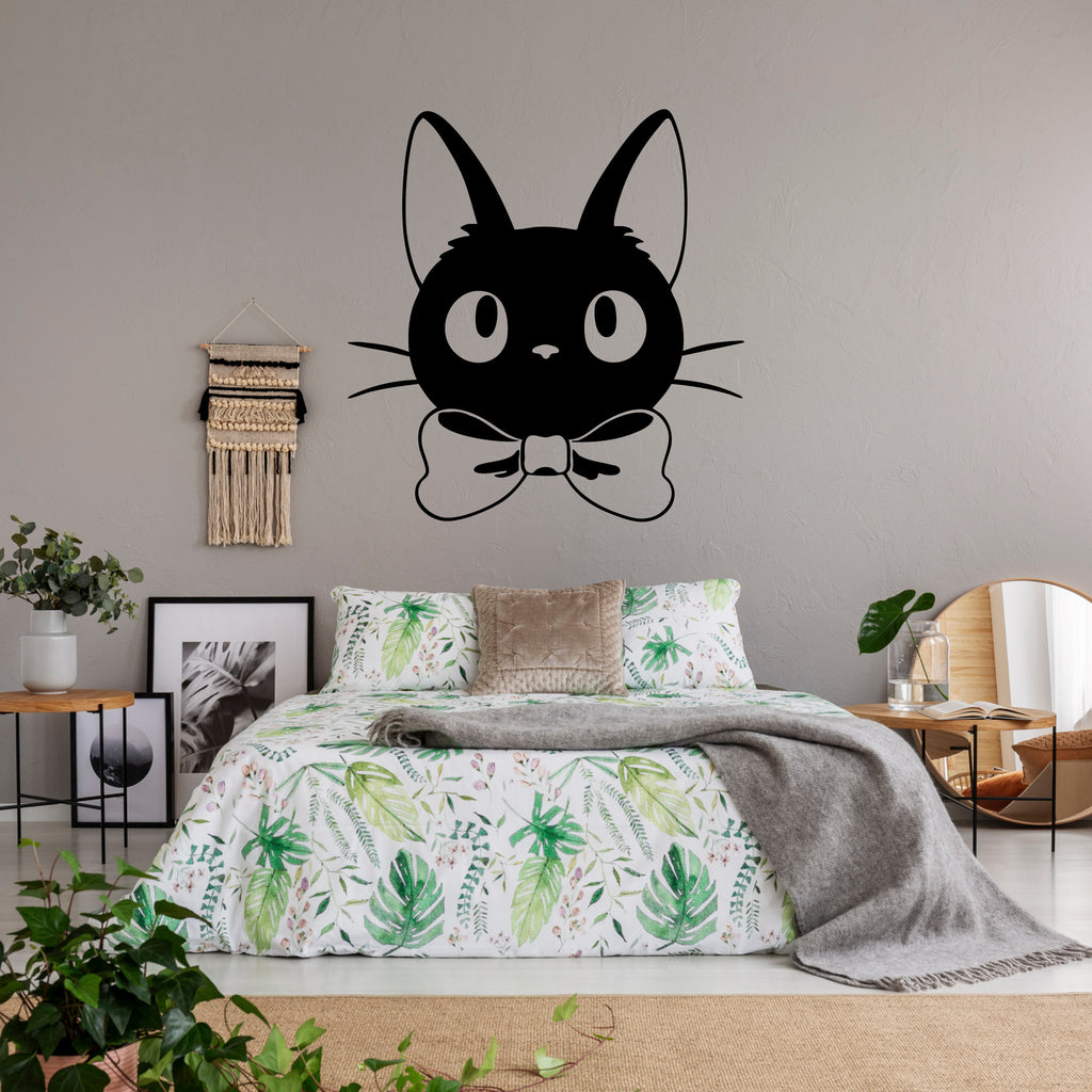 Kiki’s Delivery Service Jiji Cat Face Vinyl Wall Decal – Large Studio Ghibli Artwork