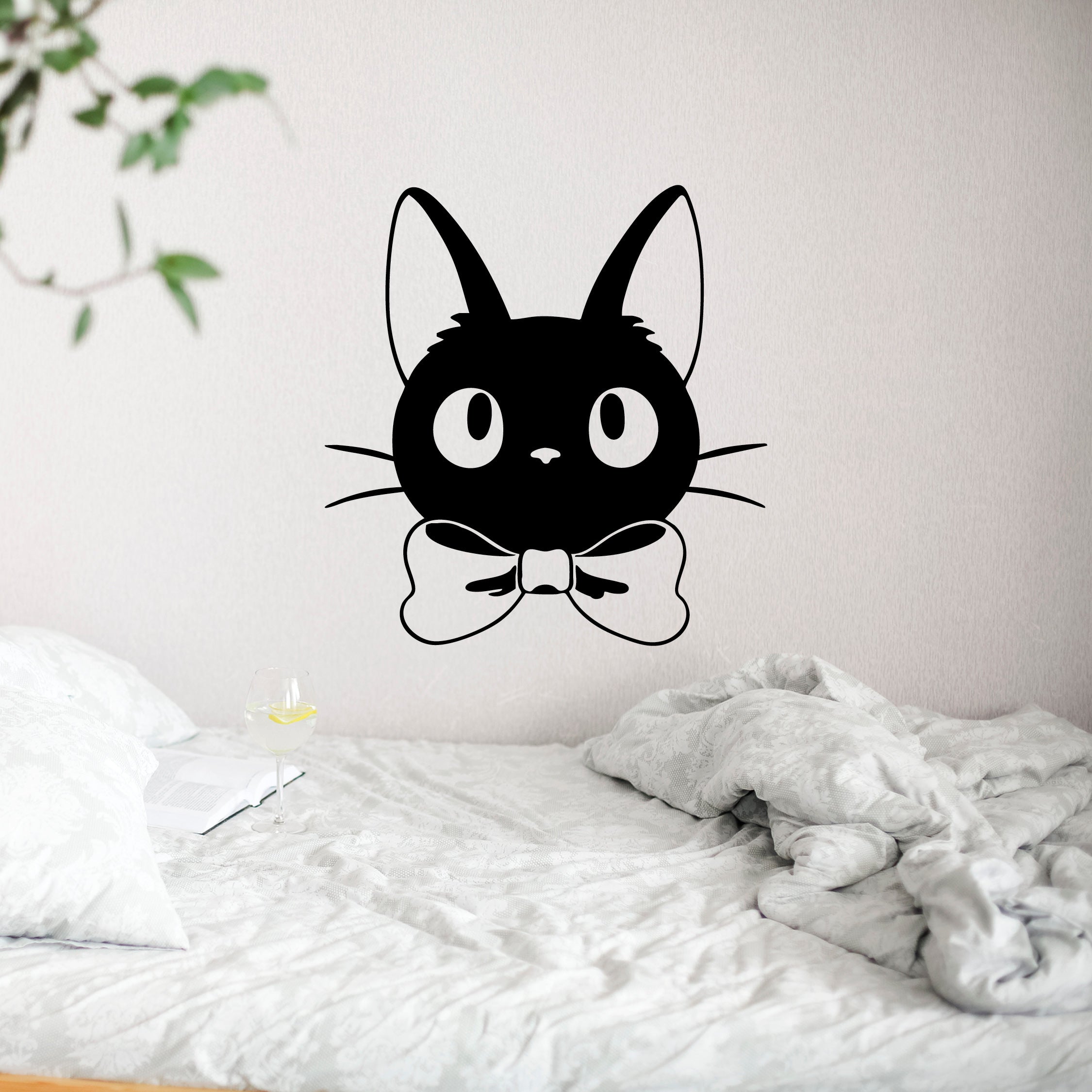 Kiki’s Delivery Service Jiji Cat Face Vinyl Wall Decal – Large Studio Ghibli Artwork