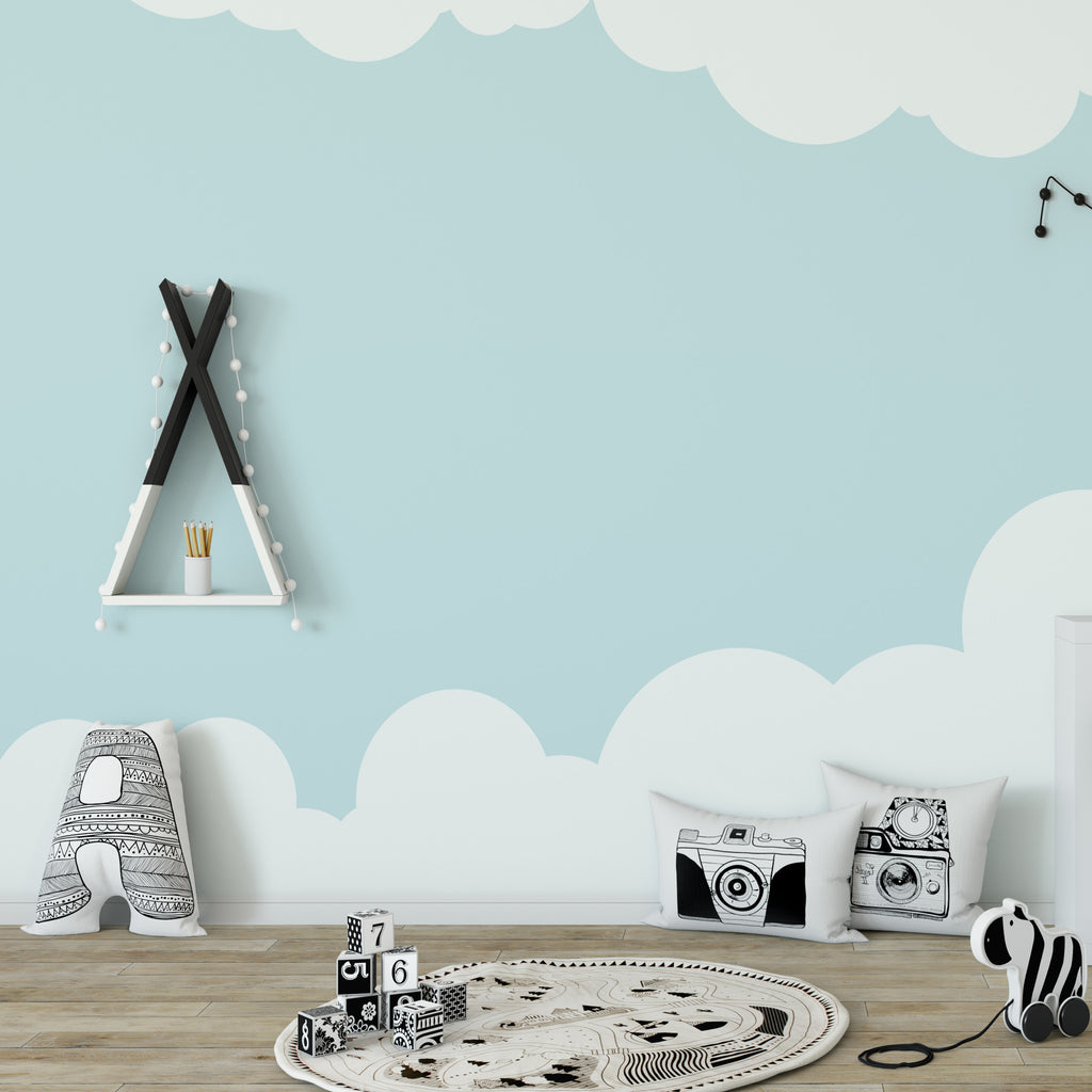 Extra Large Cloud Vinyl Wall Decal – Room Divider Sticker for Nurseries, Kids’ Bedrooms & Playrooms