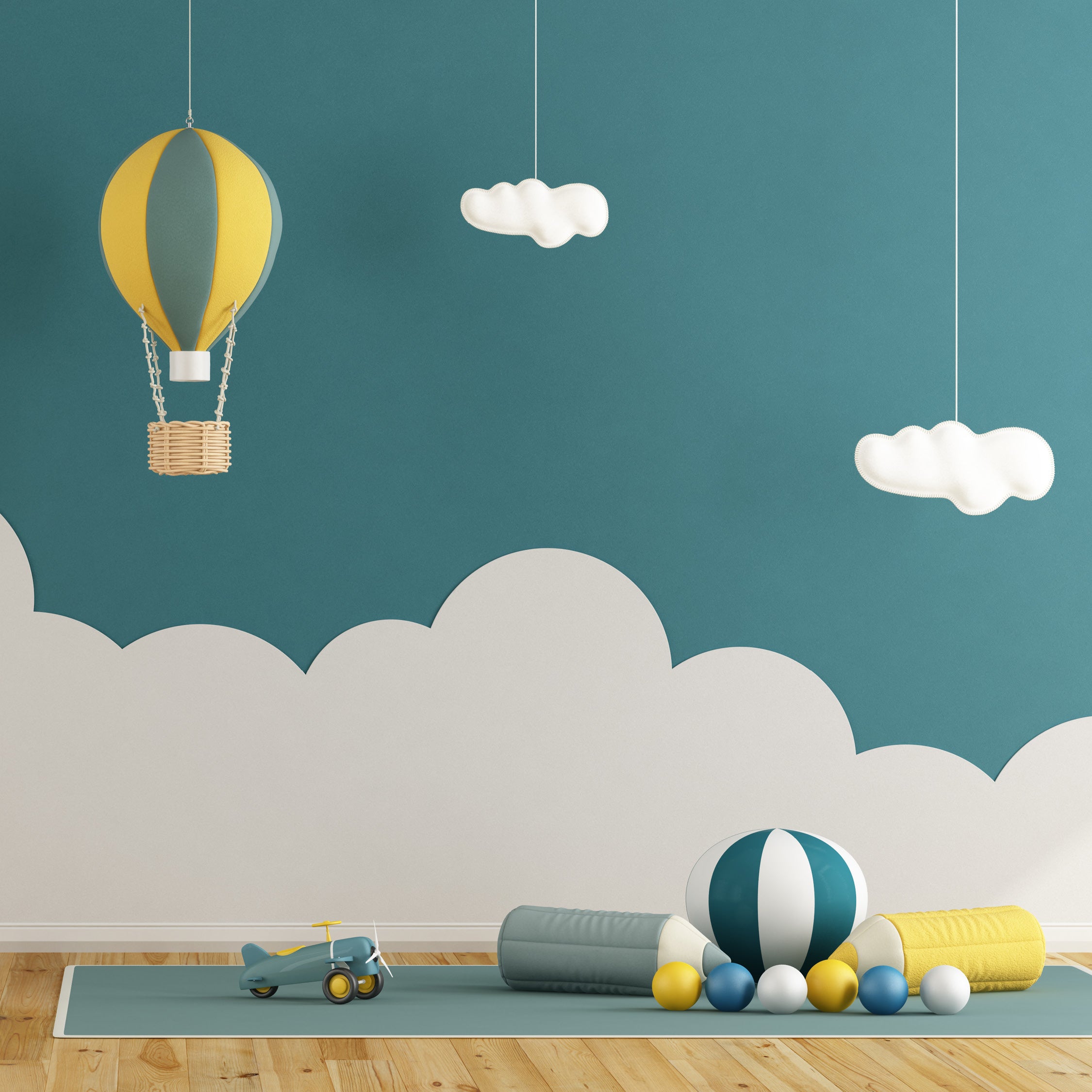 Extra Large Cloud Vinyl Wall Decal – Room Divider Sticker for Nurseries, Kids’ Bedrooms & Playrooms