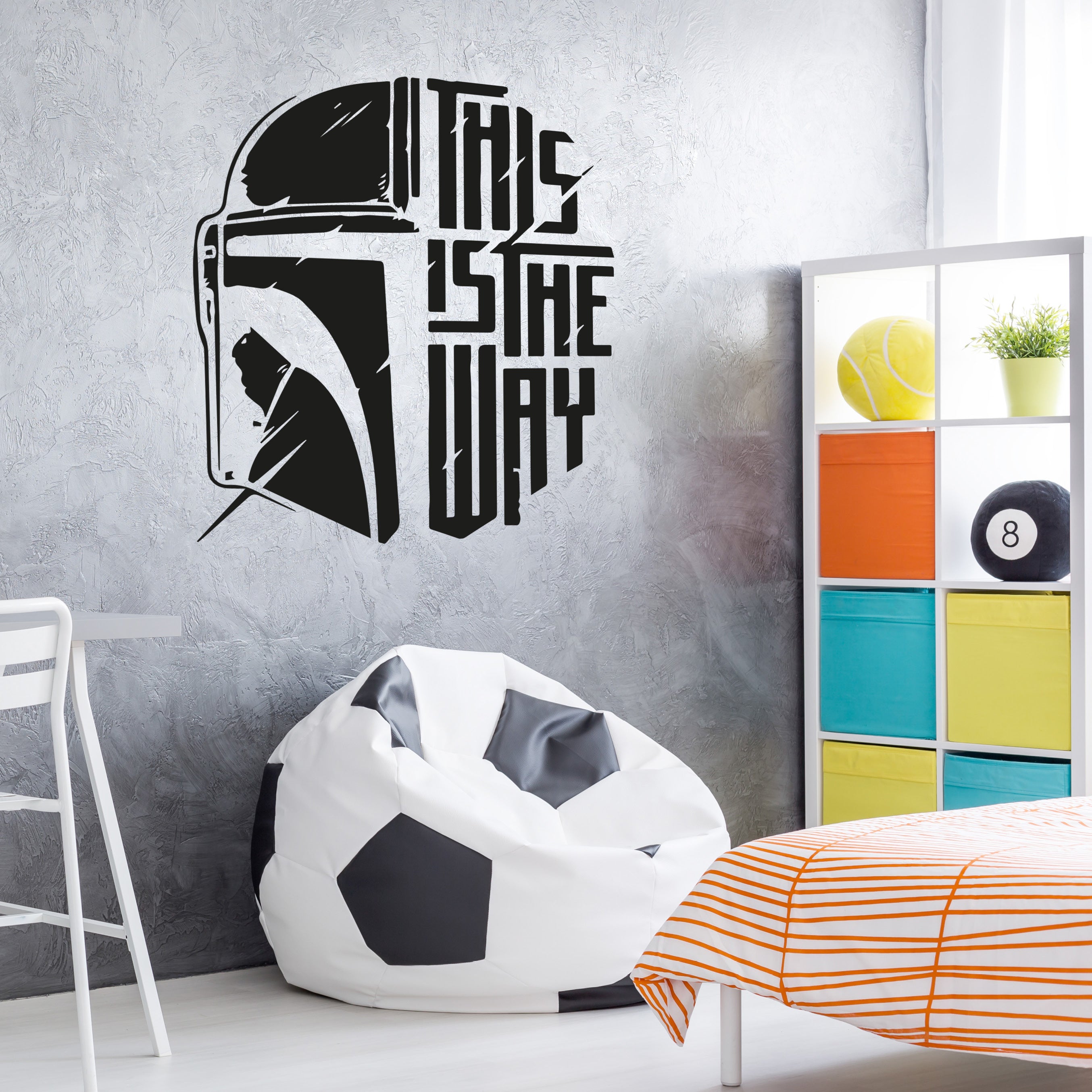 Mandalorian Star Wars Wall Decal – Kids Bedroom Vinyl Sticker, Removable Star Wars Wall Art