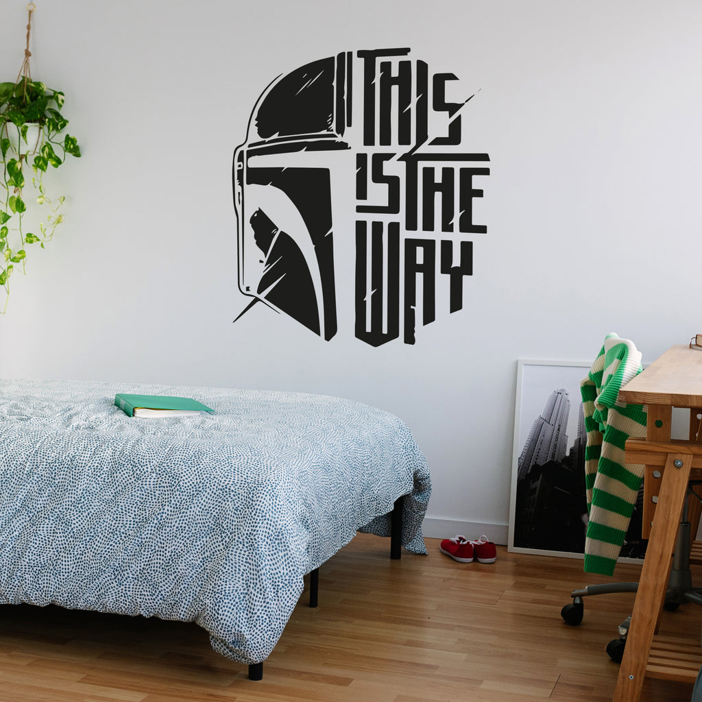 Mandalorian Star Wars Wall Decal – Kids Bedroom Vinyl Sticker, Removable Star Wars Wall Art