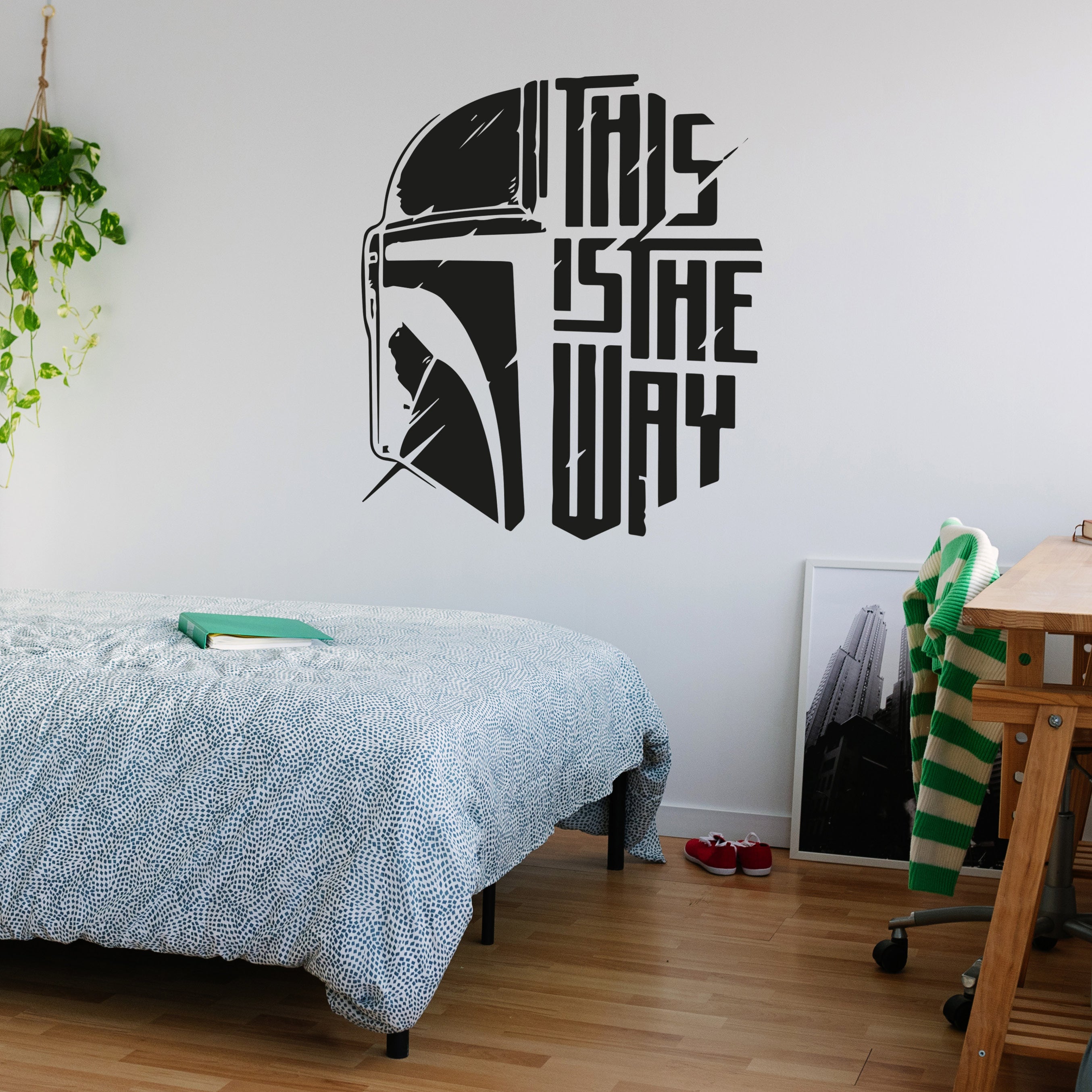Mandalorian Star Wars Wall Decal – Kids Bedroom Vinyl Sticker, Removable Star Wars Wall Art