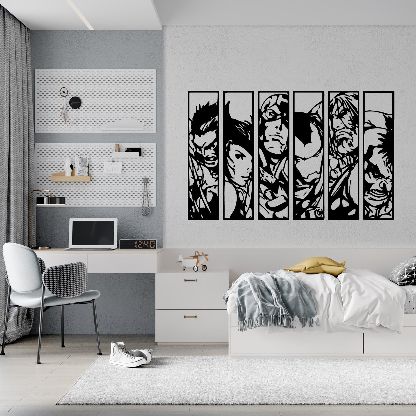 Marvel Superhero Comic Strip Wall Decal – 6-Panel Vinyl Wall Sticker, Kids Room & Playroom Decor