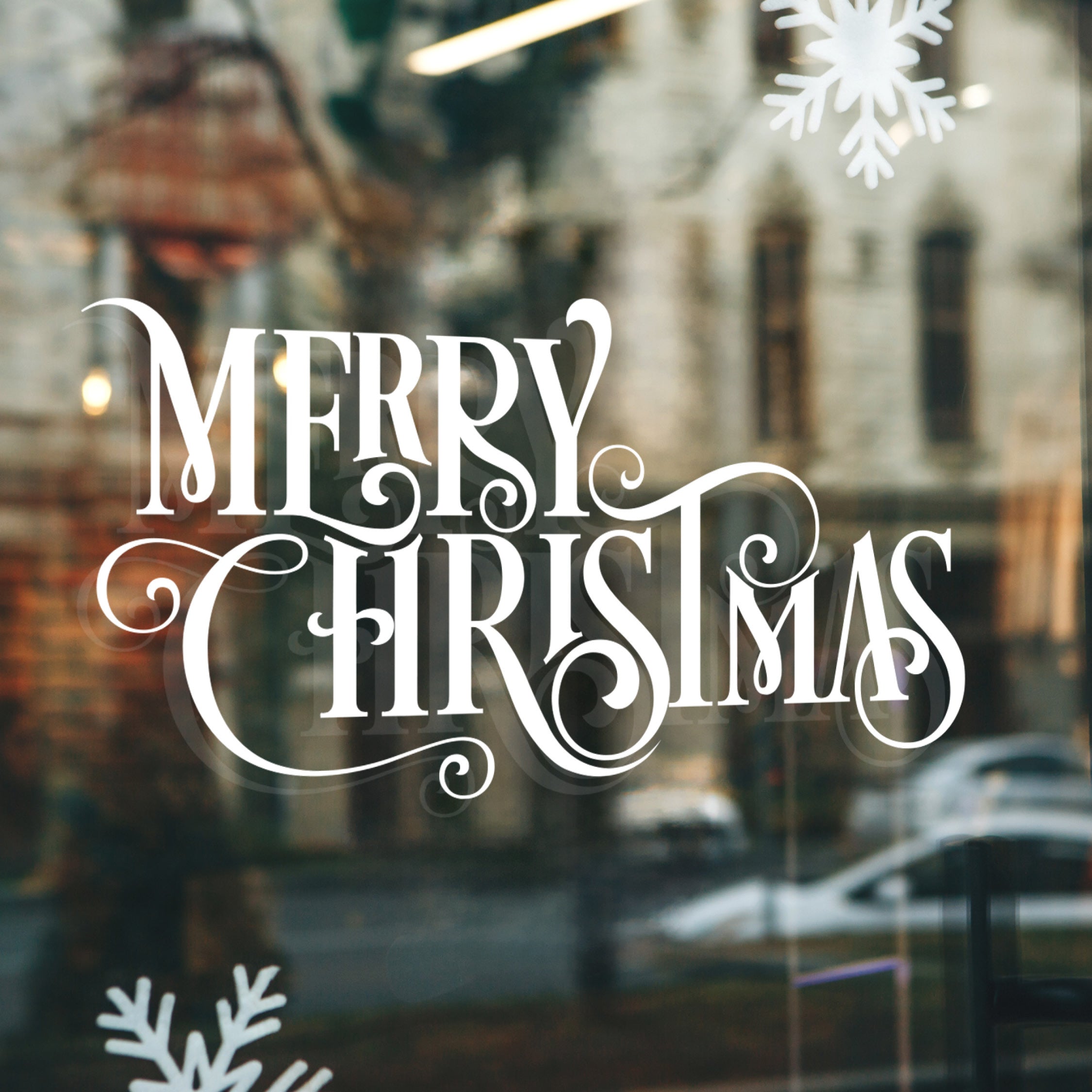 Merry Christmas Vinyl Decal – Ornate Script Holiday Wall Sticker, Festive Home & Window Decoration