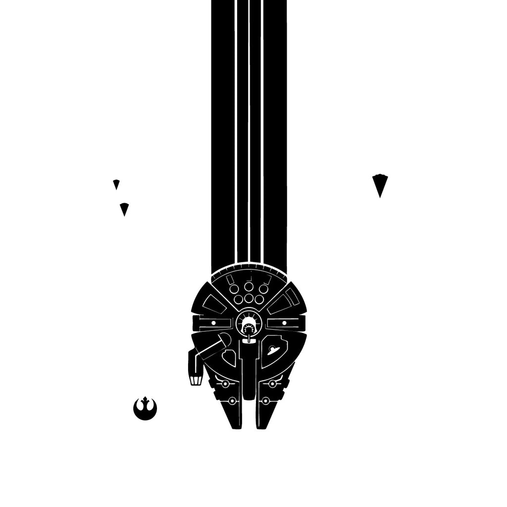 Millennium Falcon Car Hood Decal – Star Wars Inspired Vinyl Sticker with Speed Trail