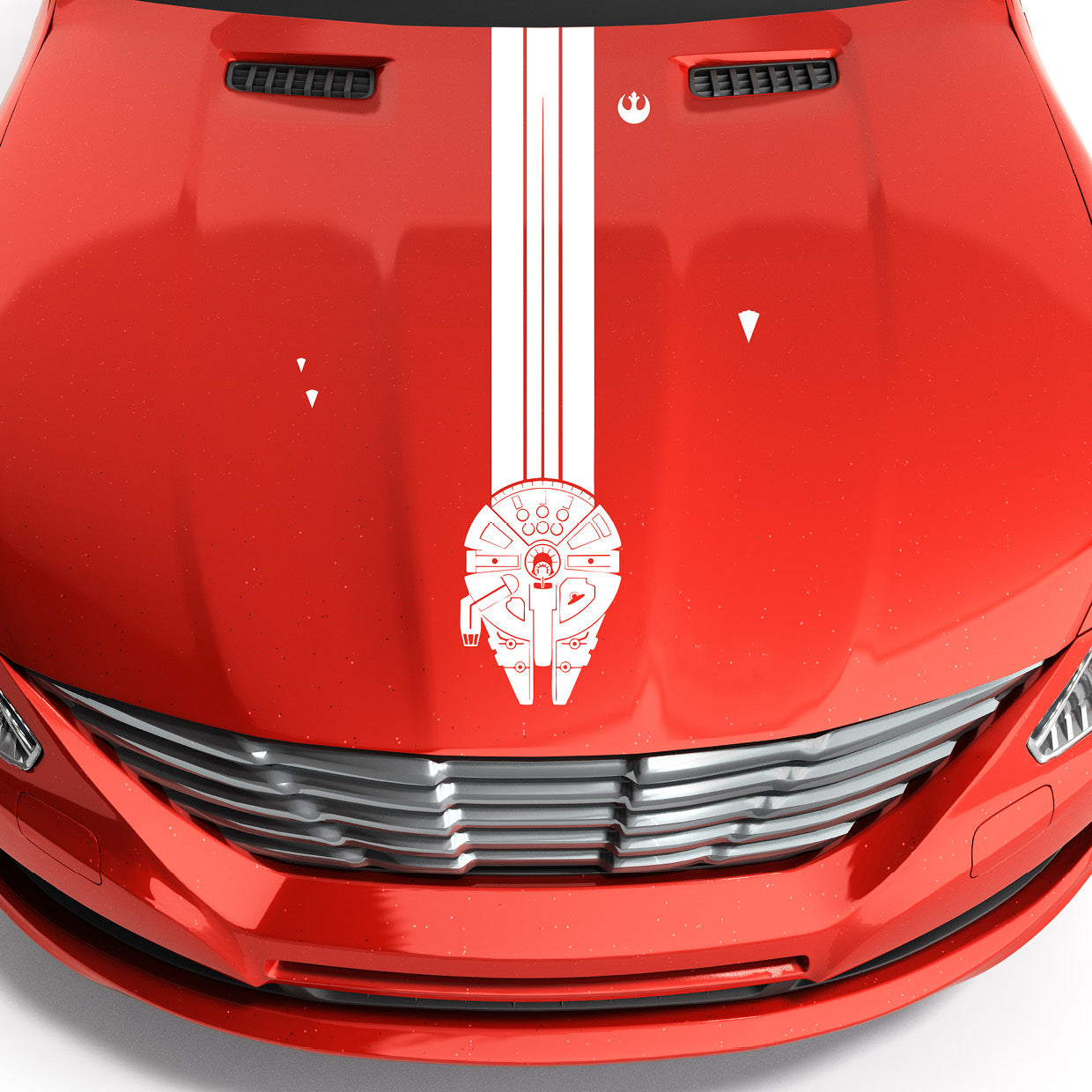 Millennium Falcon Car Hood Decal – Star Wars Inspired Vinyl Sticker with Speed Trail