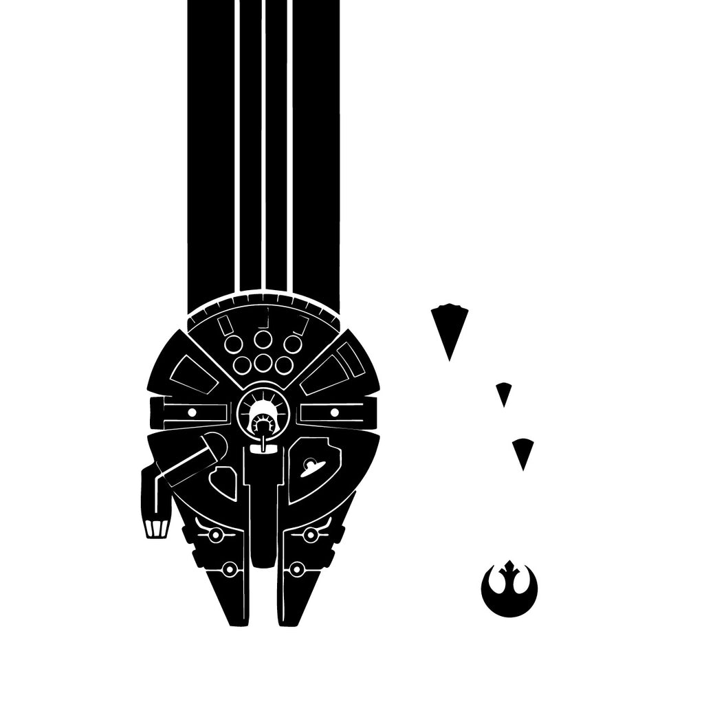 Millennium Falcon Car Hood Decal – Star Wars Inspired Vinyl Sticker with Speed Trail