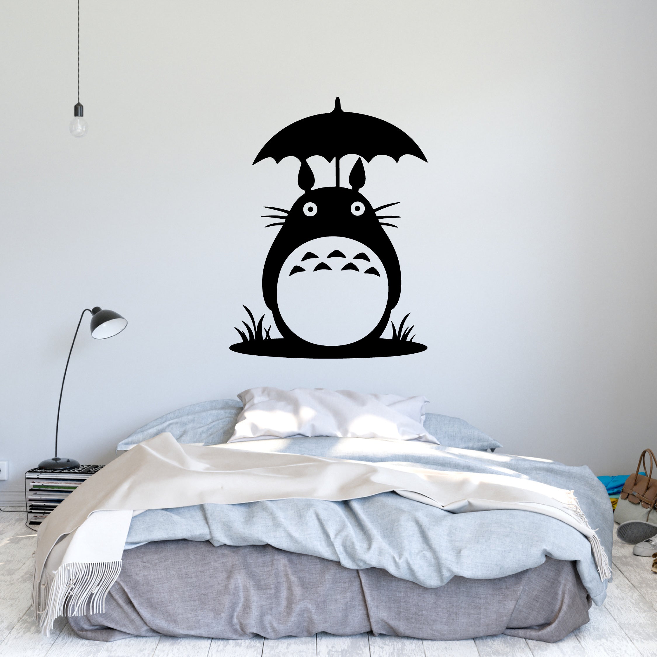 My Neighbour Totoro Umbrella Vinyl Wall Decal – Cute Studio Ghibli Artwork