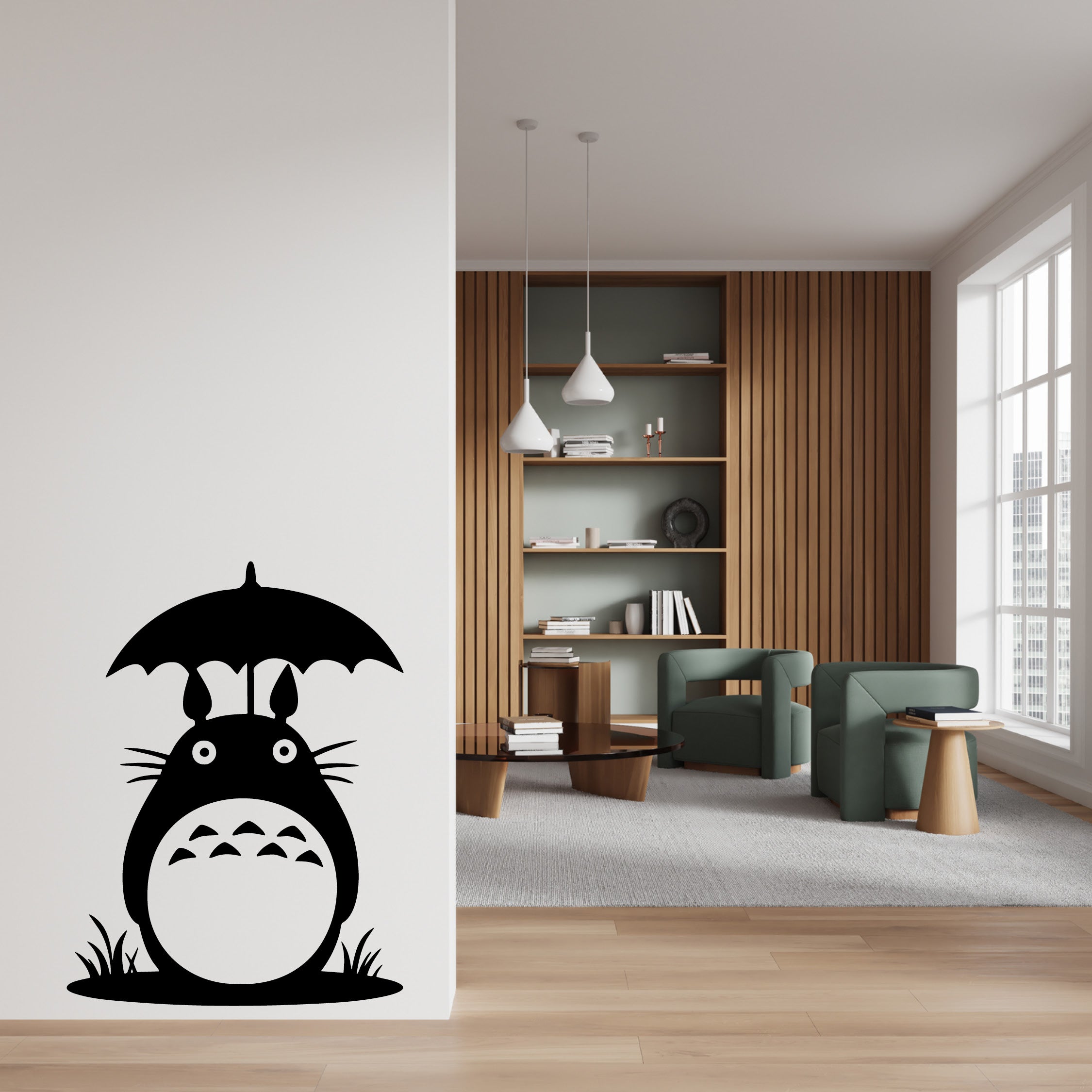 My Neighbour Totoro Umbrella Vinyl Wall Decal – Cute Studio Ghibli Artwork