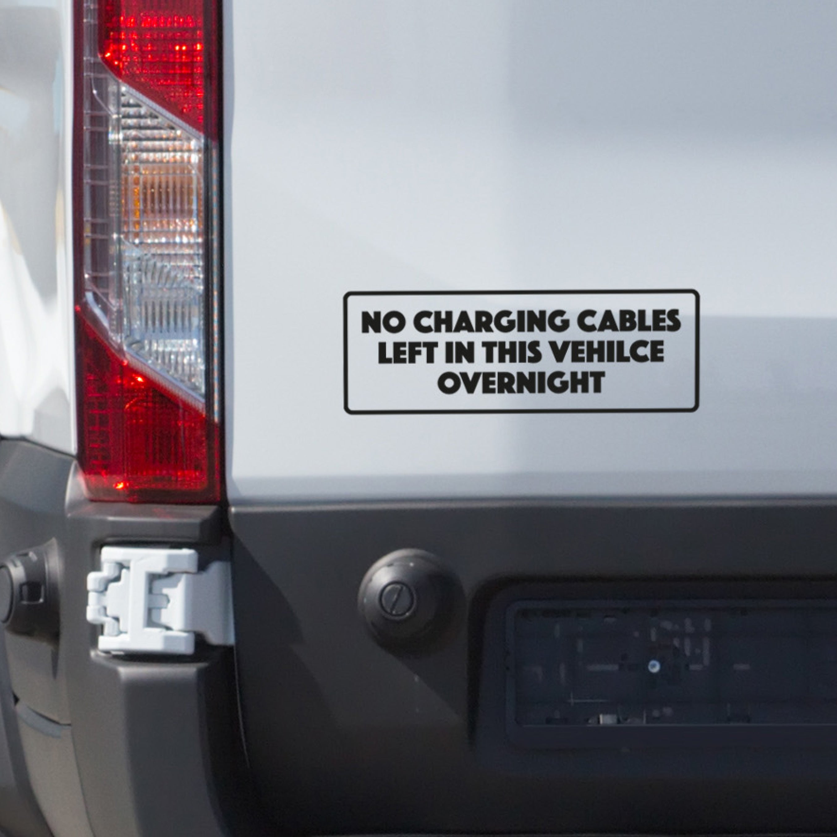 No charging cables left in vehicle overnight decal