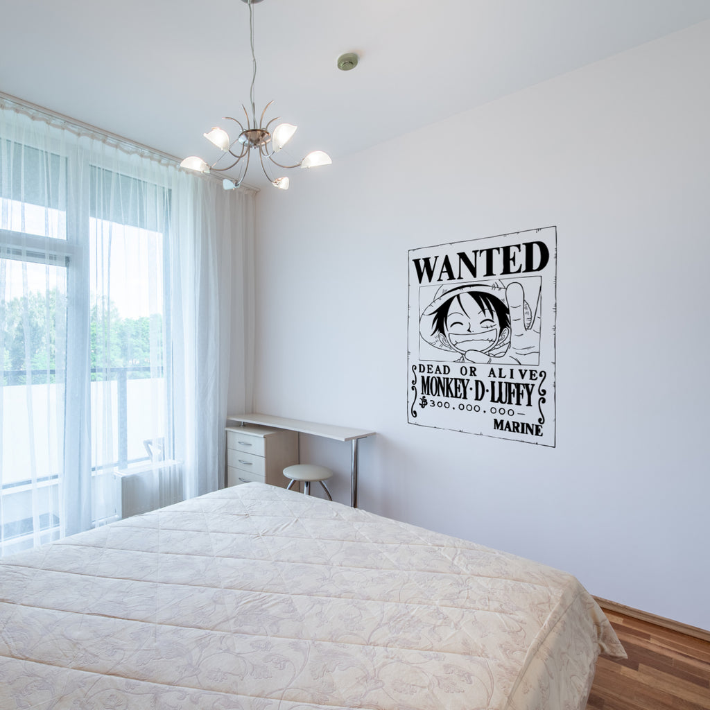 One Piece Wanted Monkey D. Luffy Poster Vinyl Decal – Official Anime Wall Art
