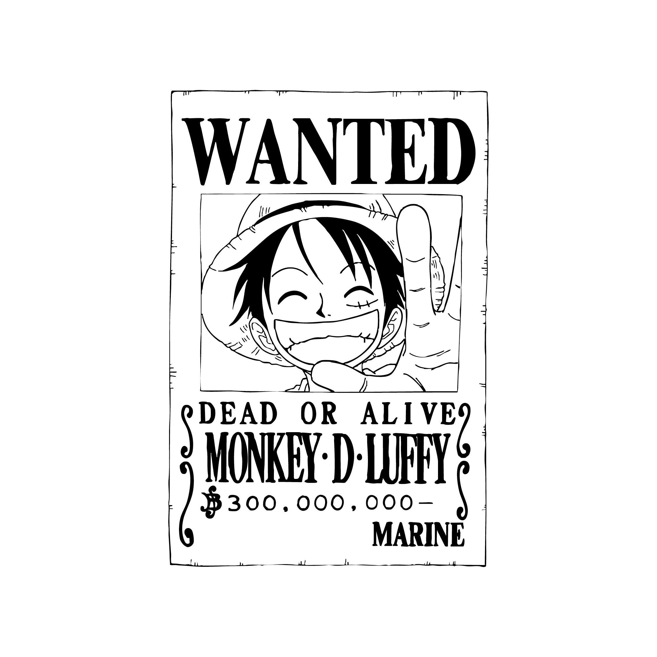 One Piece Wanted Monkey D. Luffy Poster Vinyl Decal – Official Anime Wall Art