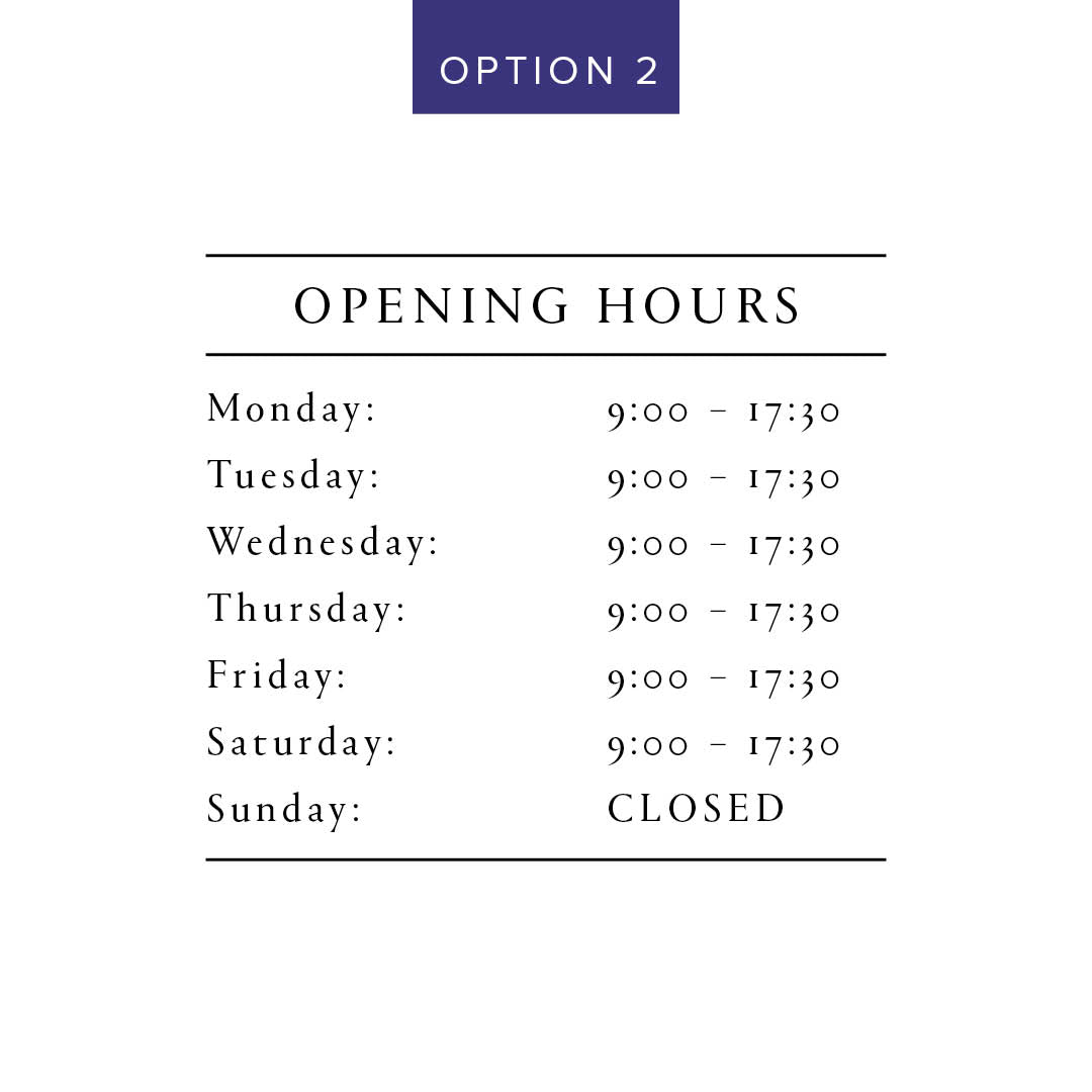 Customisable Shop Window Opening Hours Decal – Business Sign Sticker