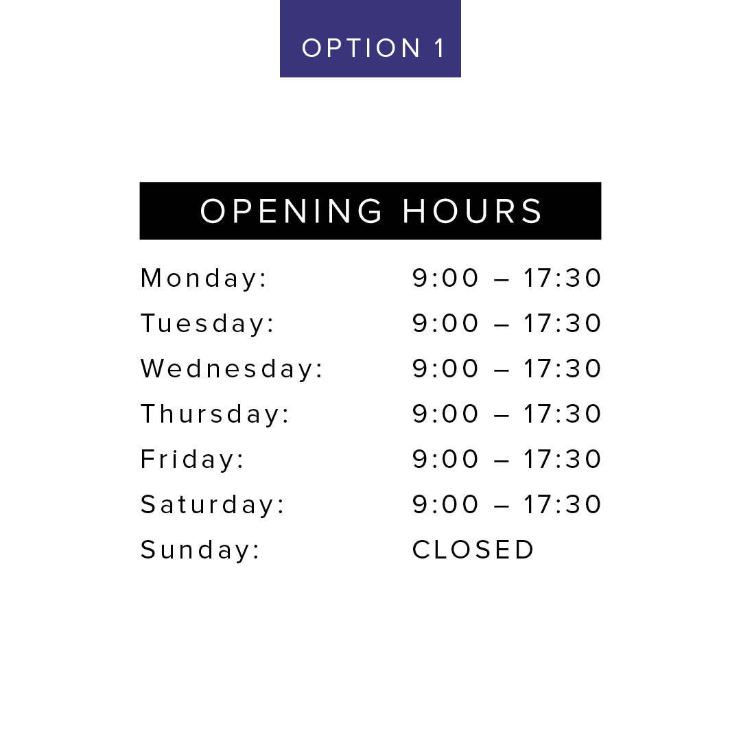 Customisable Shop Window Opening Hours Decal – Business Sign Sticker