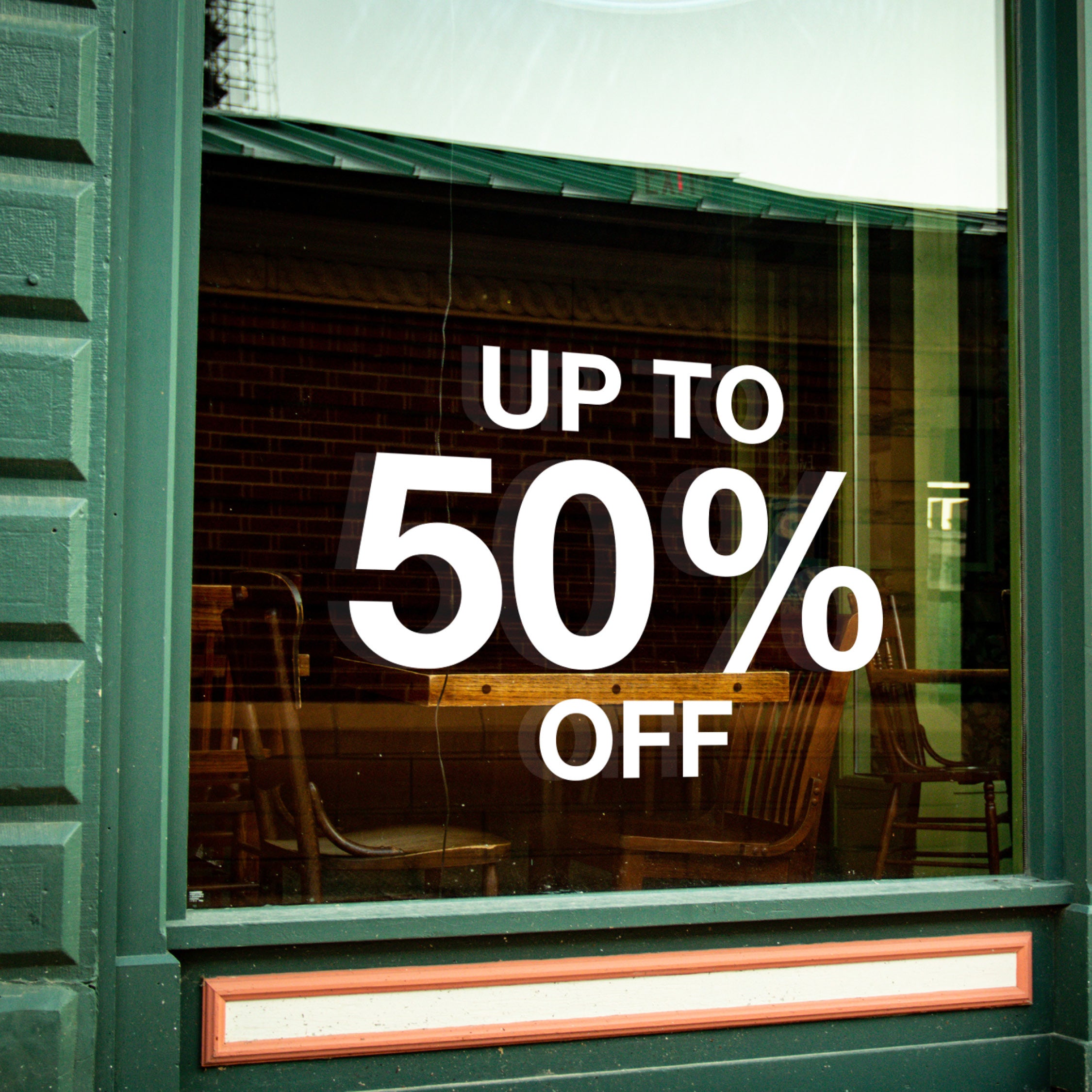 Percentage Sale Decal – Custom % Window Stickers (0–100%) for Retail Shops & Events