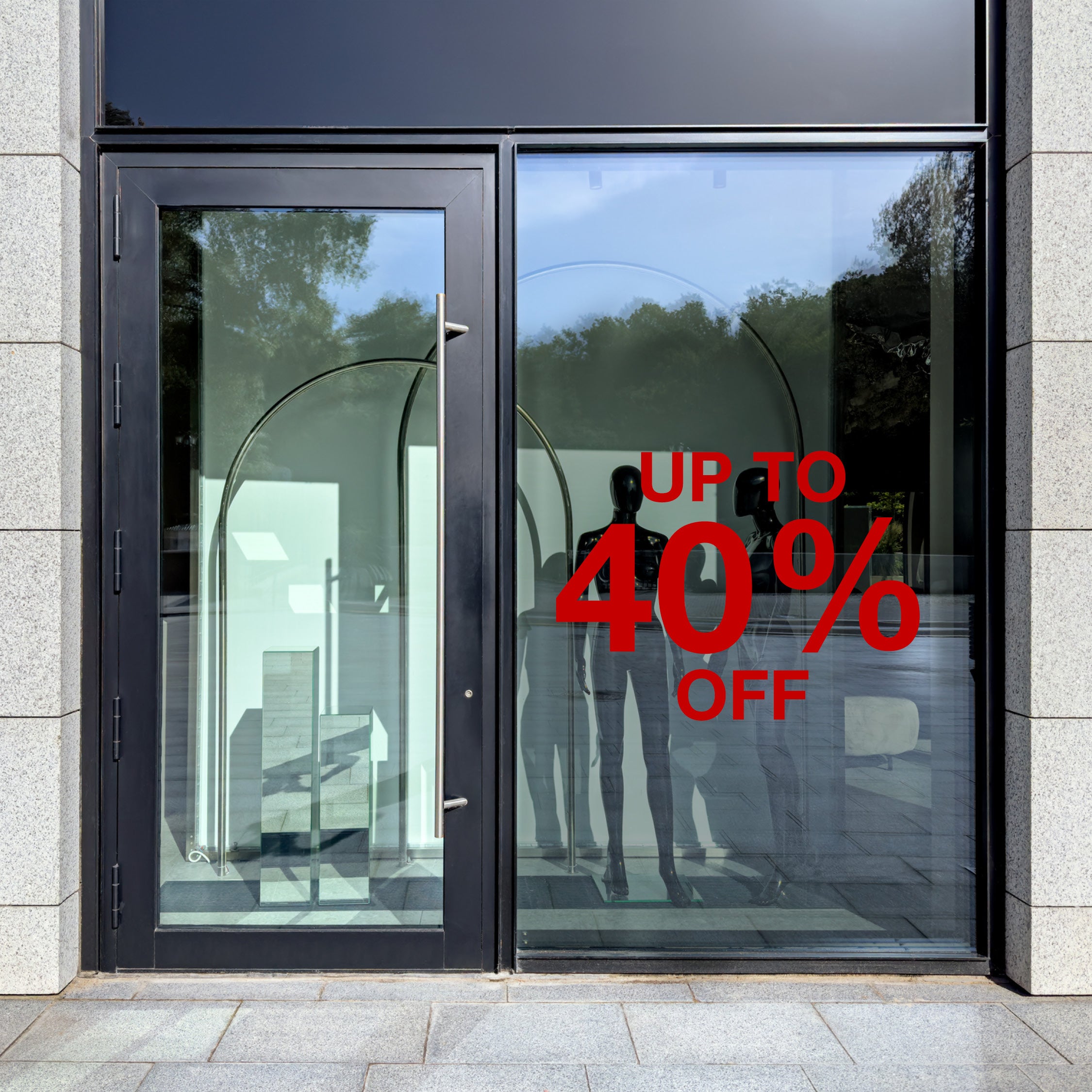 Percentage Sale Decal – Custom % Window Stickers (0–100%) for Retail Shops & Events
