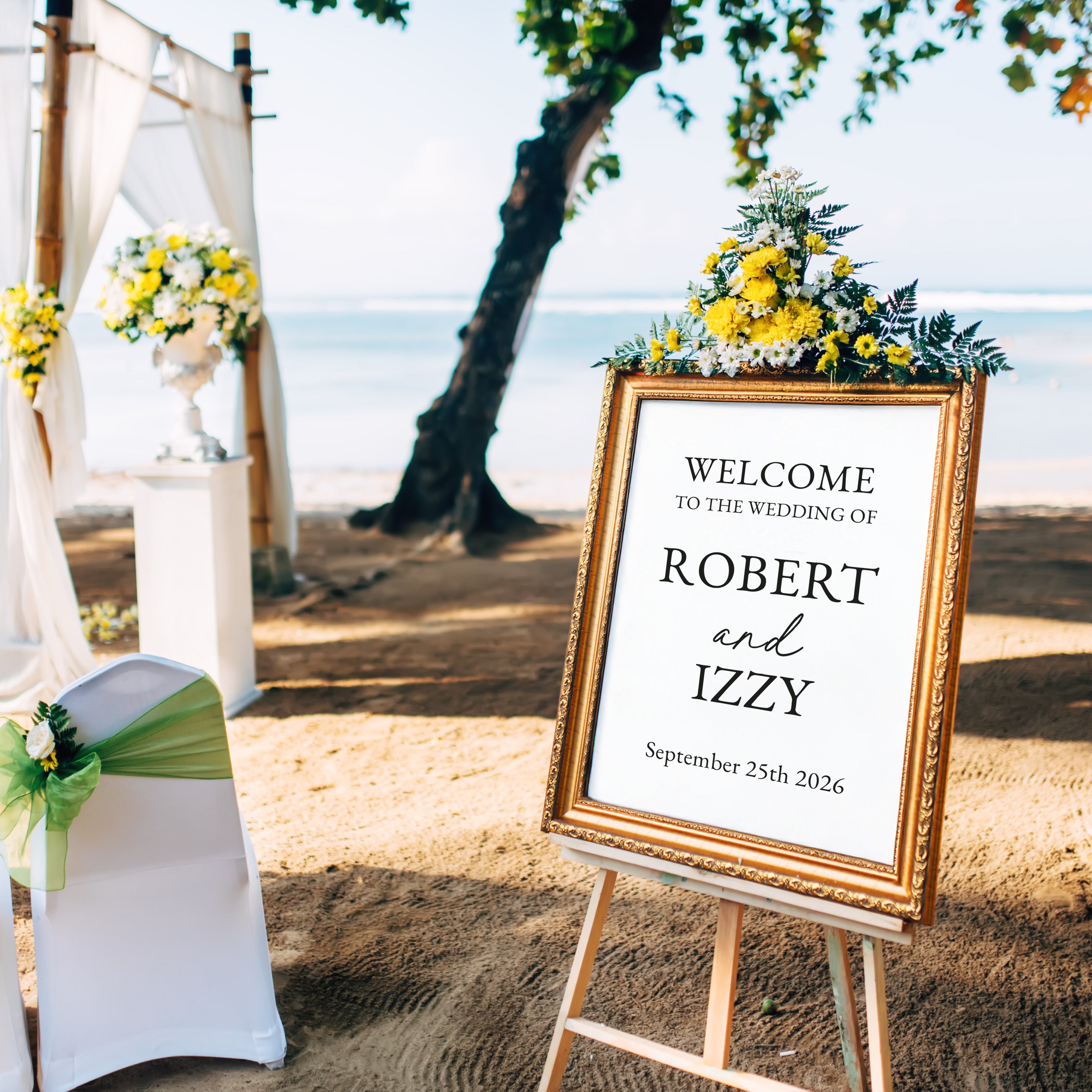 Personalised Welcome to Our Wedding Mirror Vinyl Decal – Custom Wedding Sign Sticker for Ceremony or Reception Decor