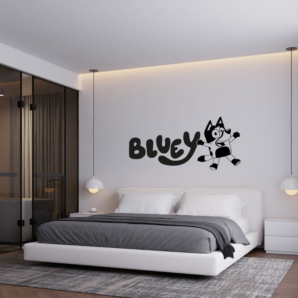 Personalised Bluey Name Wall Decal with Dancing Bluey