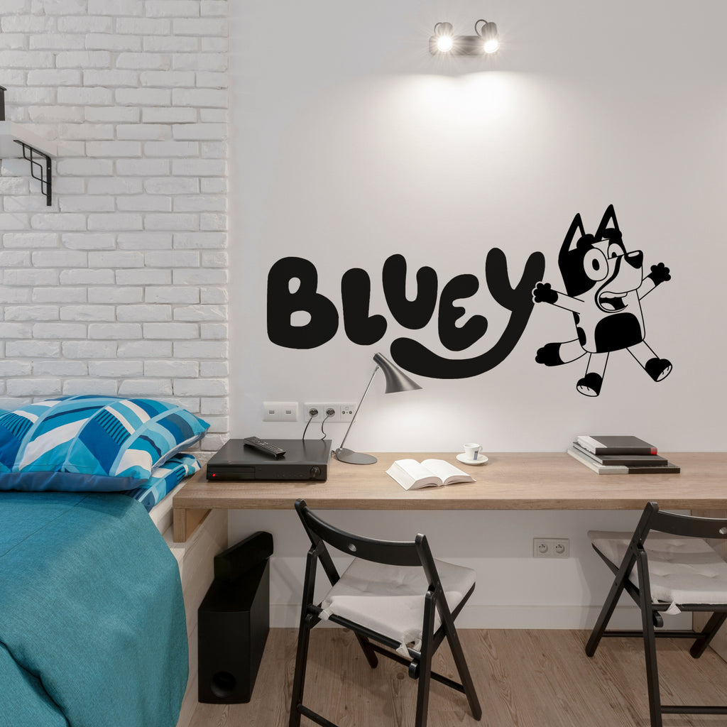 Personalised Bluey Name Wall Decal with Dancing Bluey