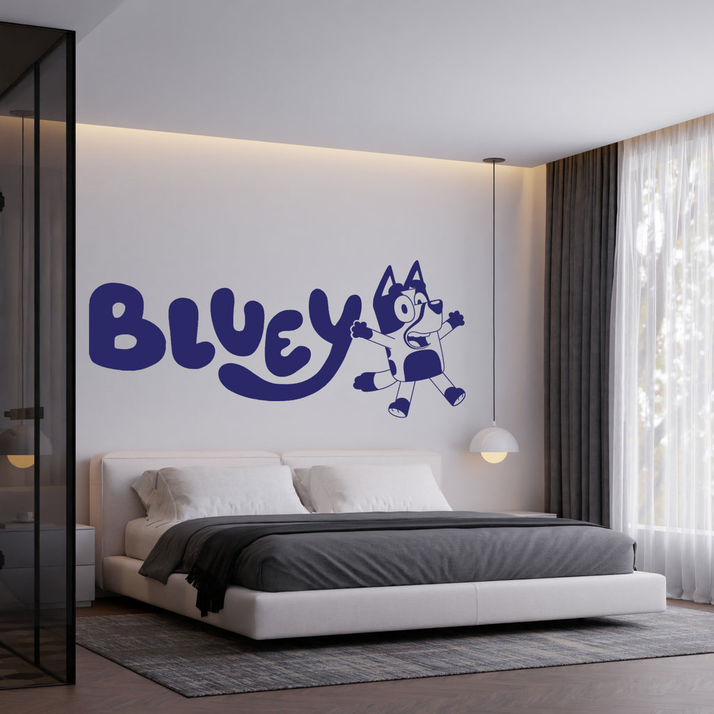 Personalised Bluey Name Wall Decal with Dancing Bluey