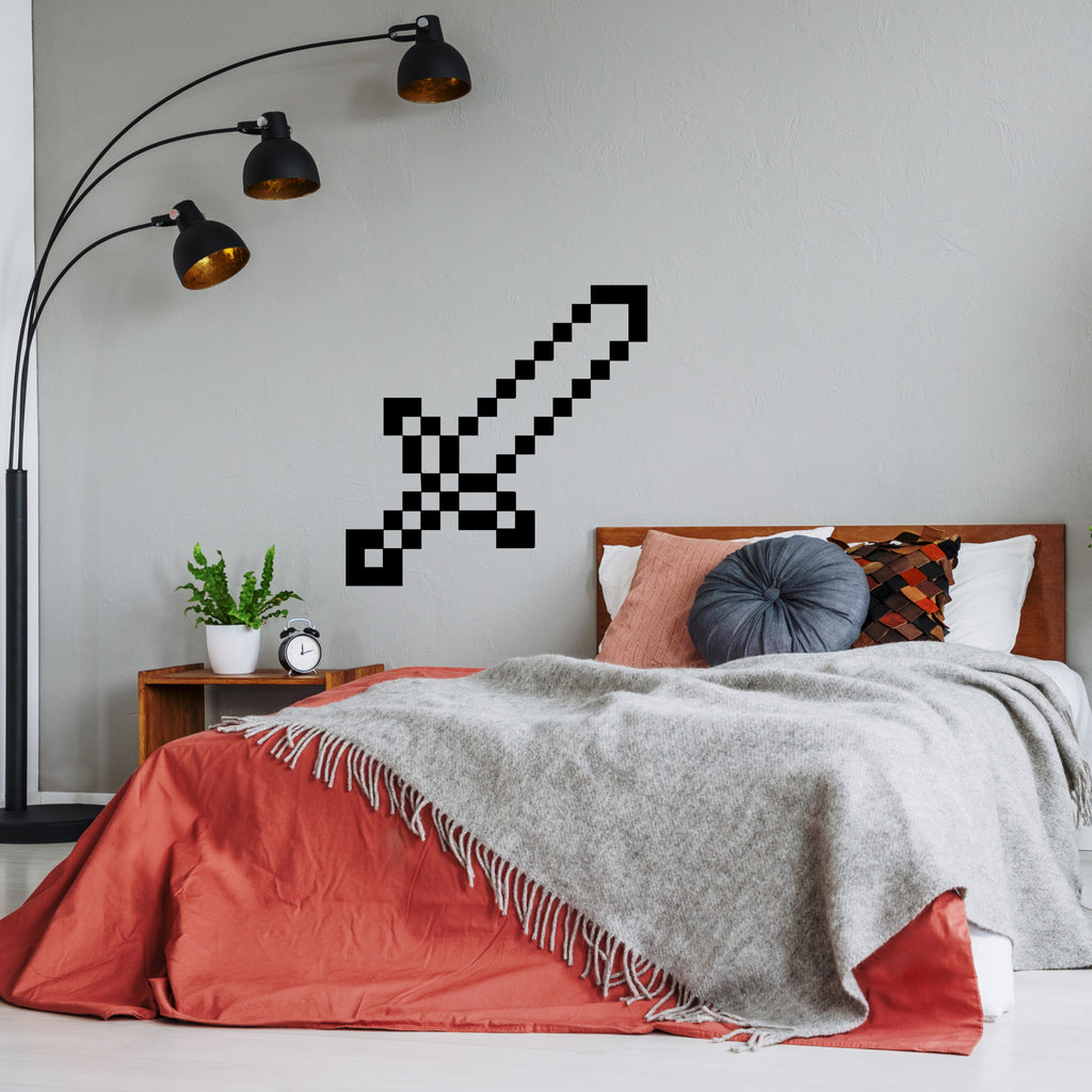 Minecraft Pixel Sword Vinyl Decal | Official Pixel Sword Sticker for Walls, Consoles & Laptops