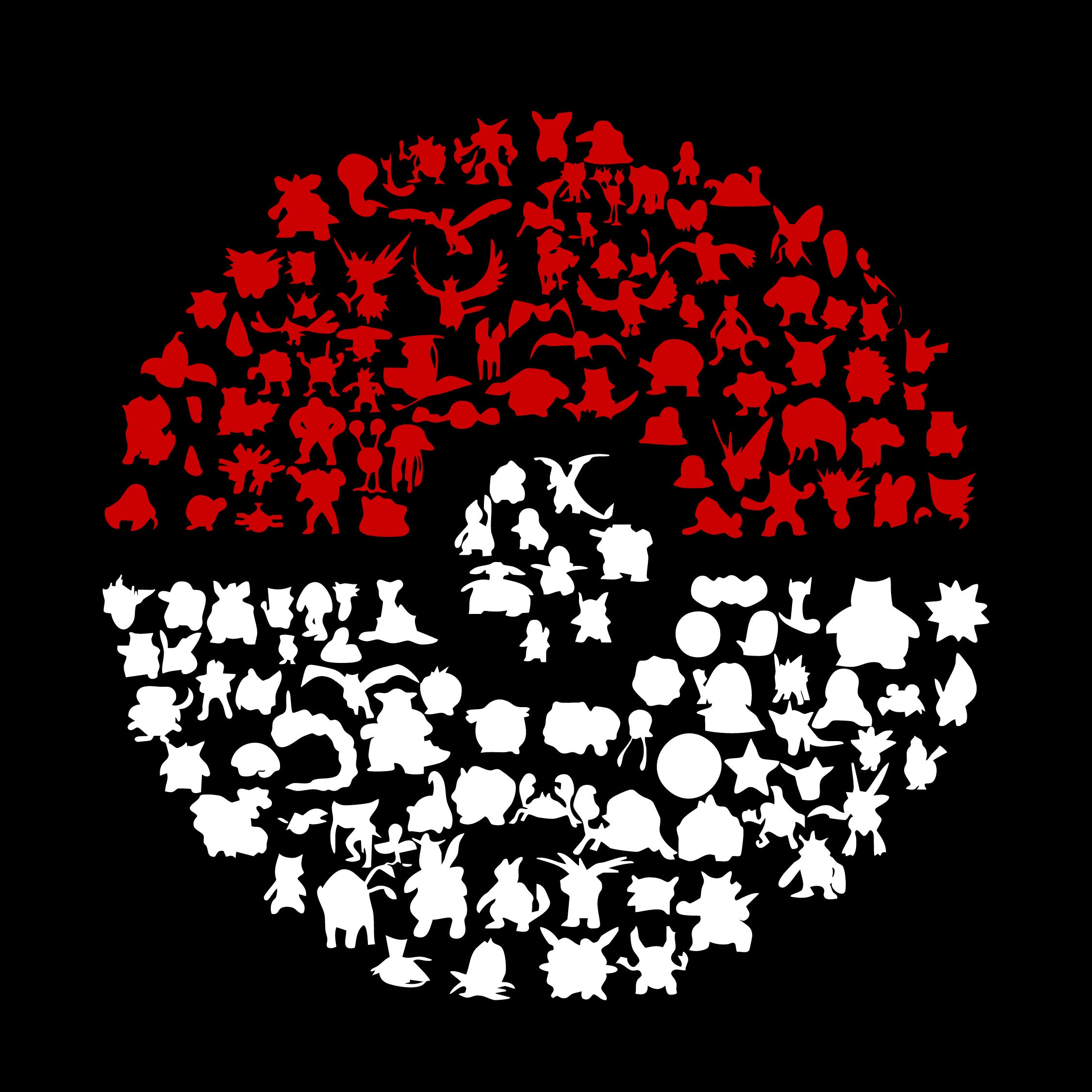 Pokéball Collectors edition Silhouette Vinyl Decal – Original Pokémon Collage Design Wall Sticker