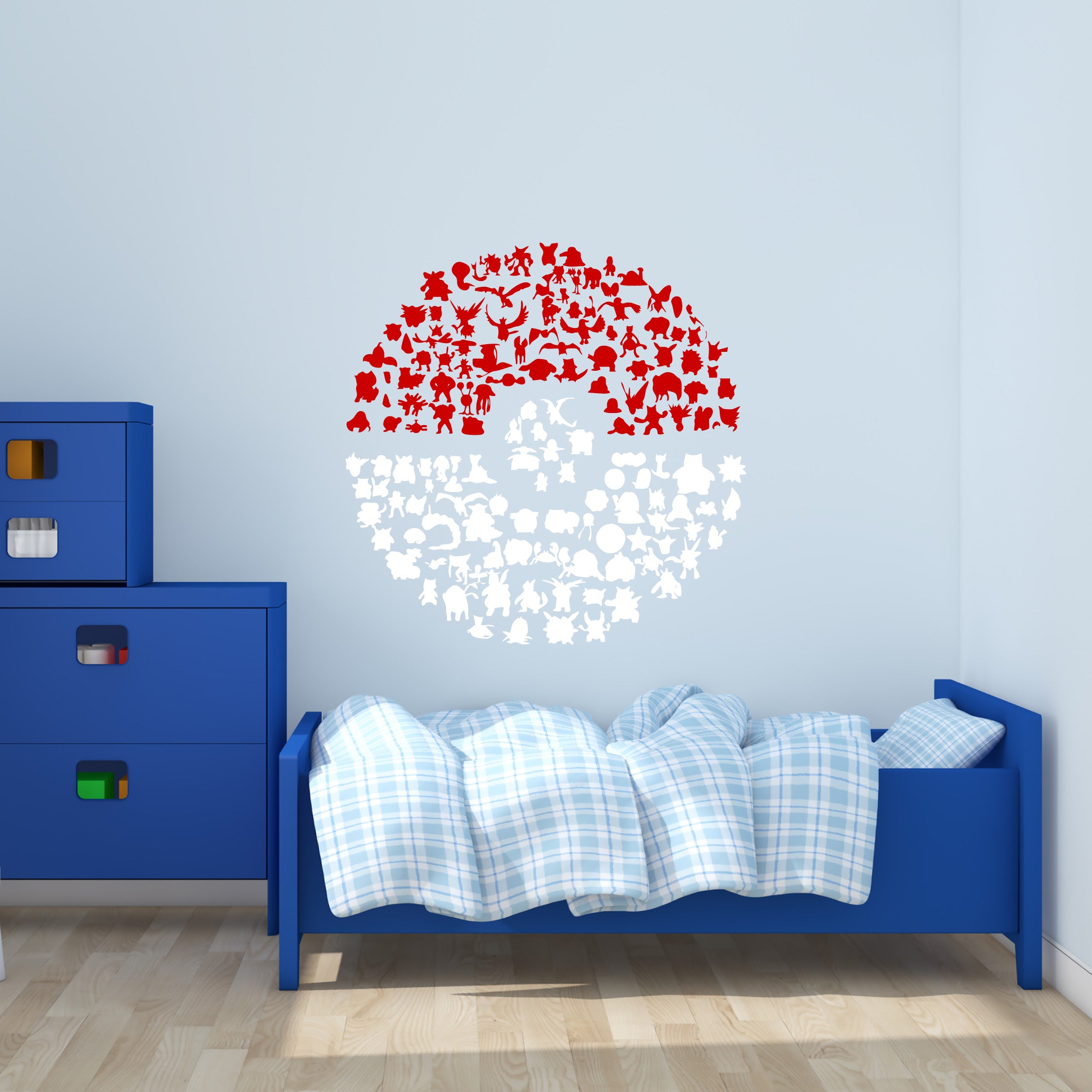 Pokéball Collectors edition Silhouette Vinyl Decal – Original Pokémon Collage Design Wall Sticker